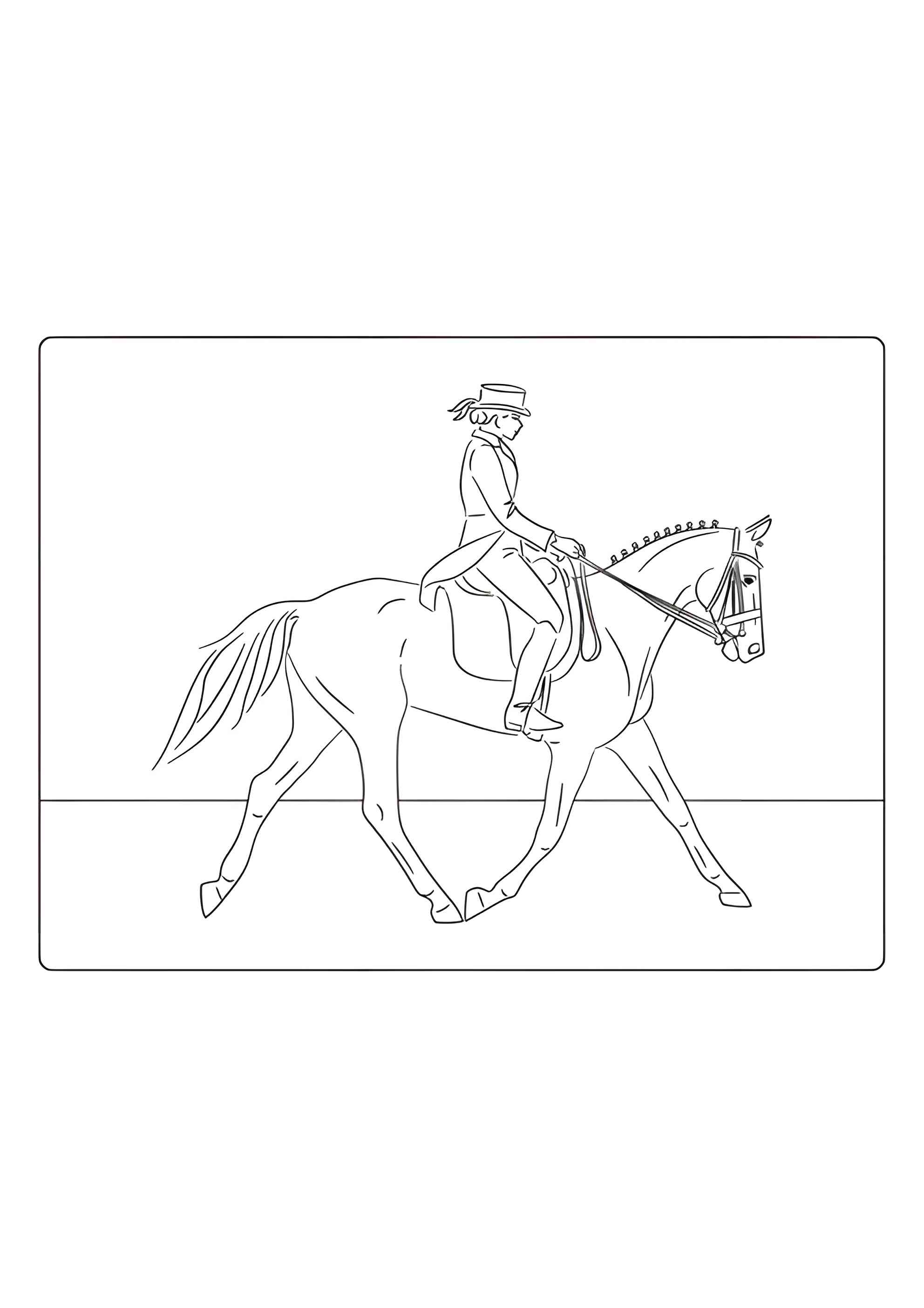 Раскраска Элегантная леди на лошади