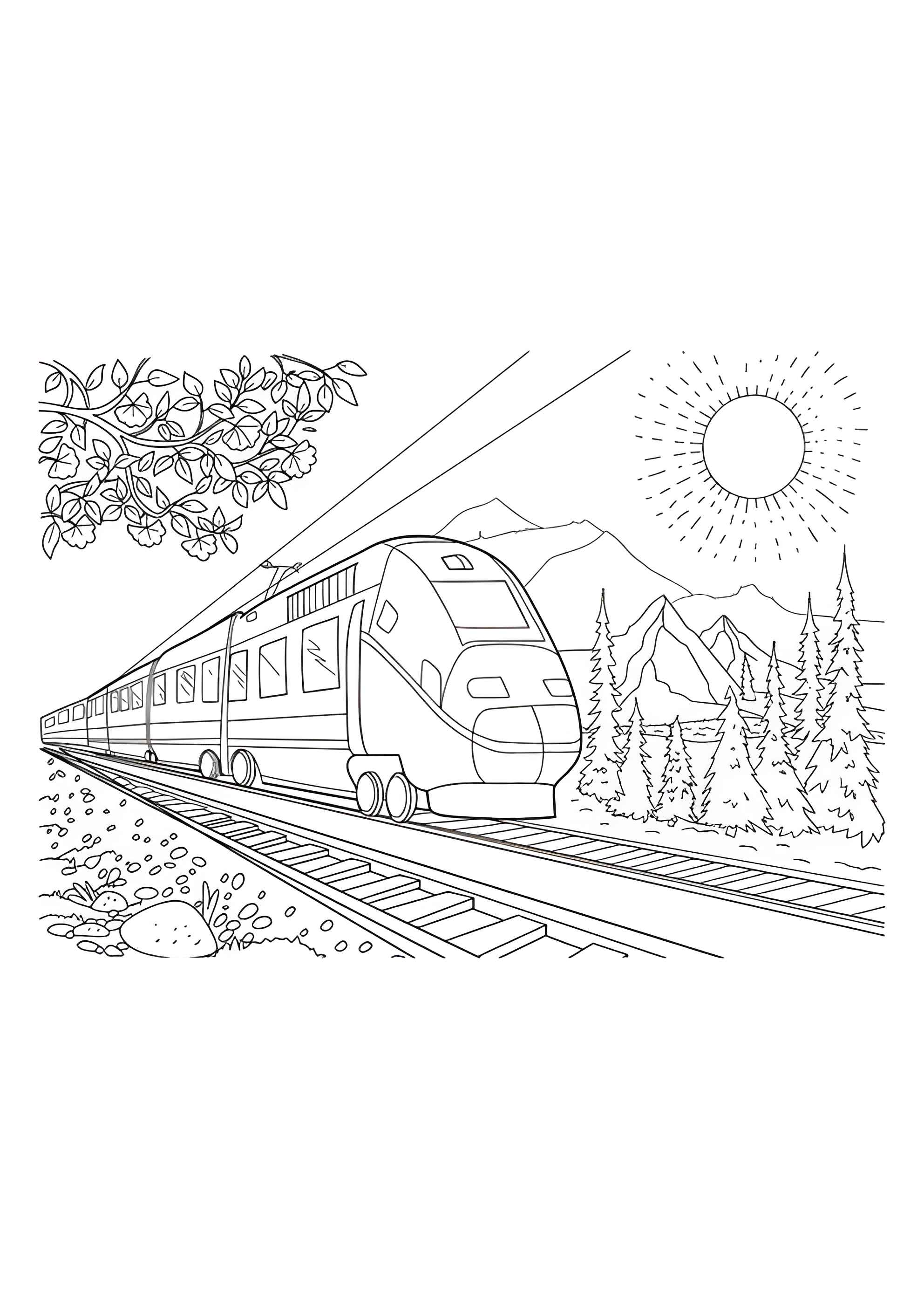 Раскраска Электричка за городом