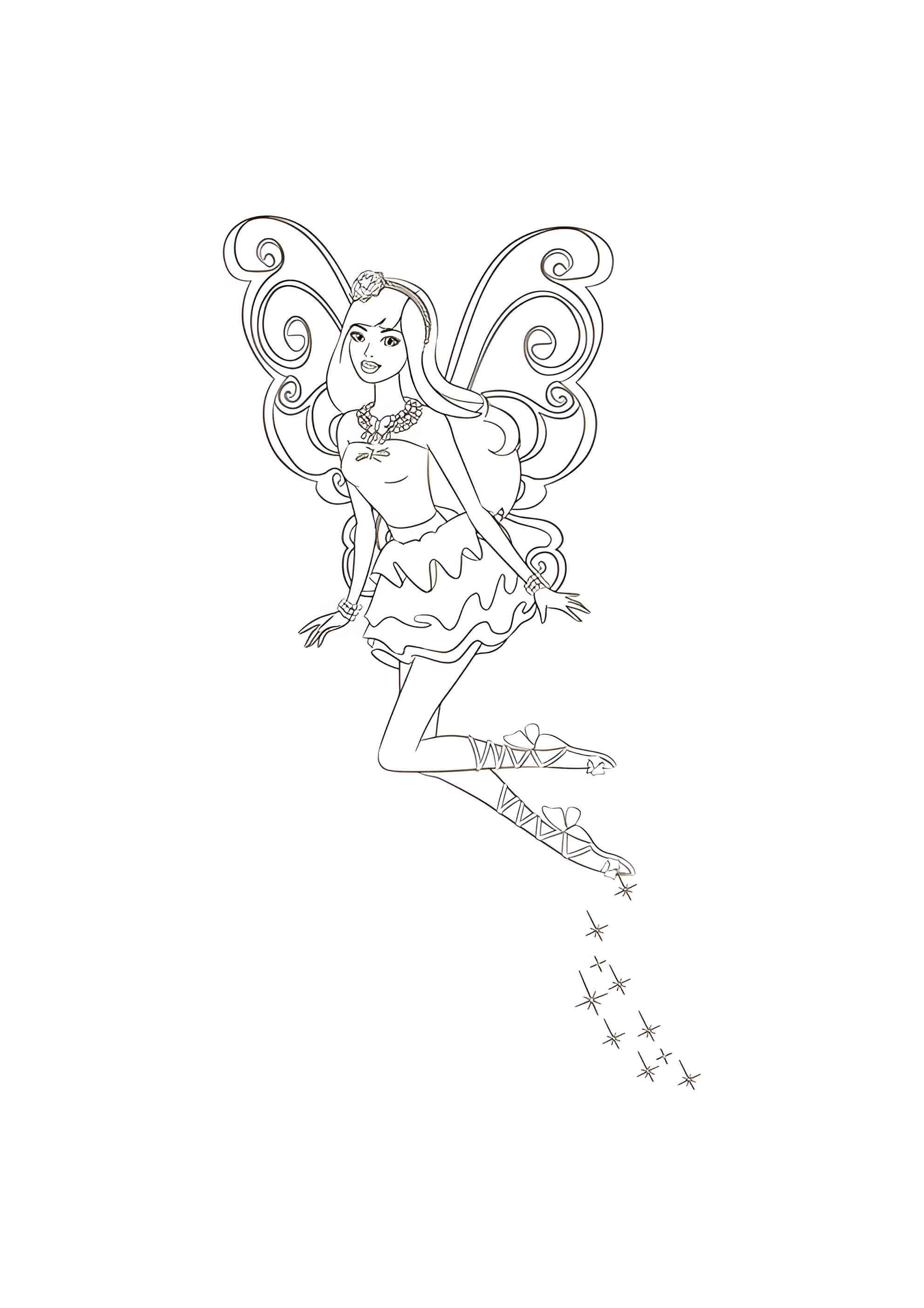 Раскраска Фейский полет Барби