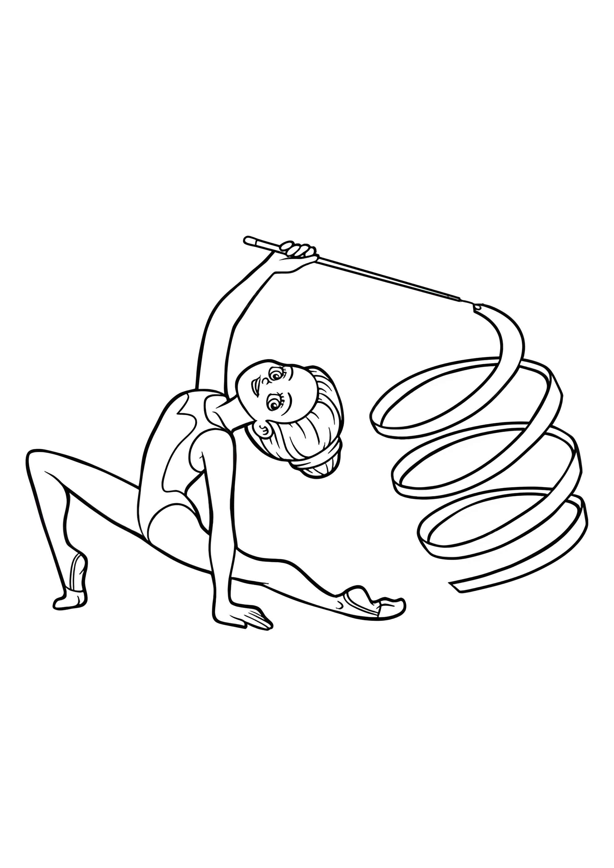 Раскраска Гимнастка с лентой