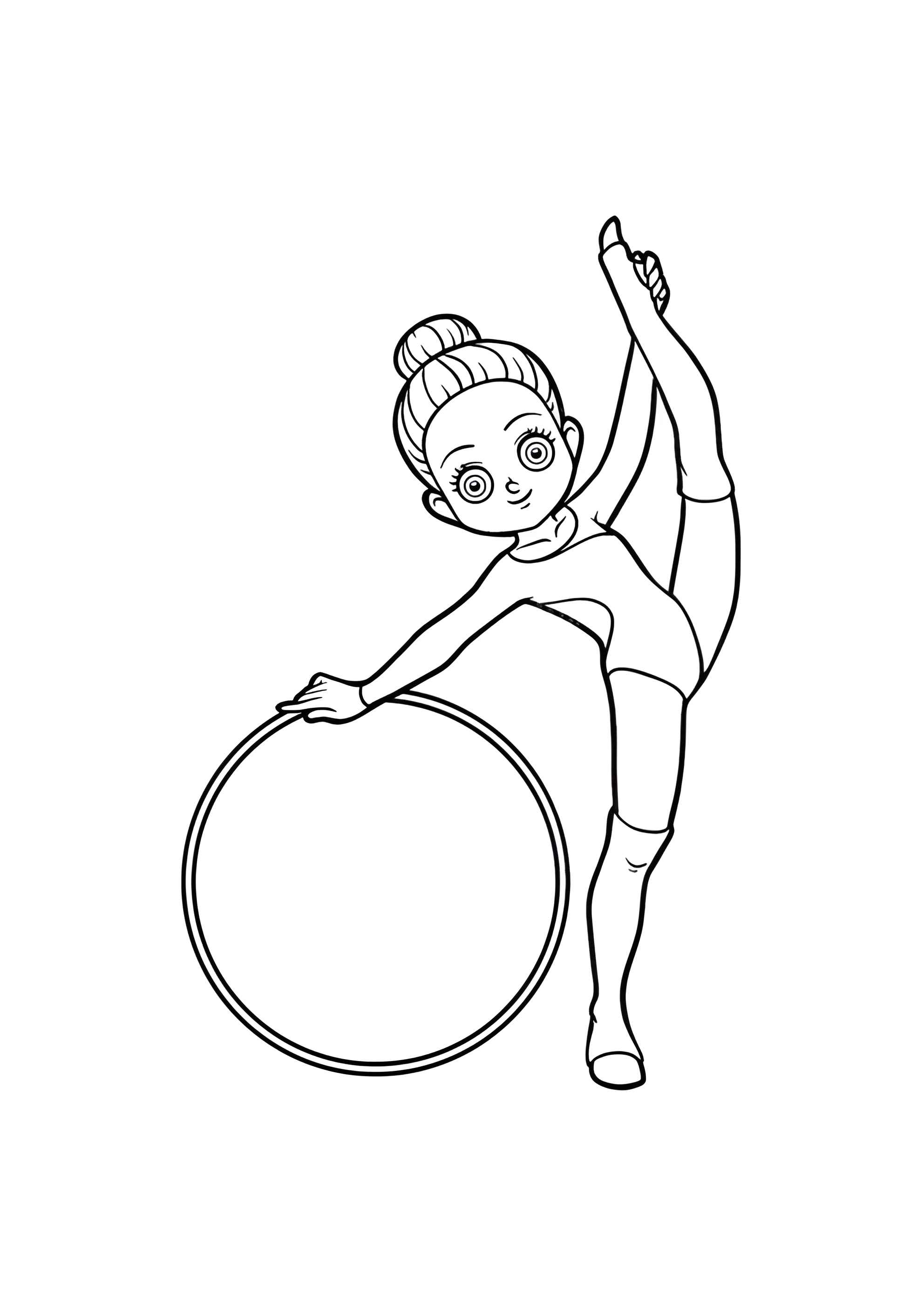 Раскраска Гимнастка с обручем