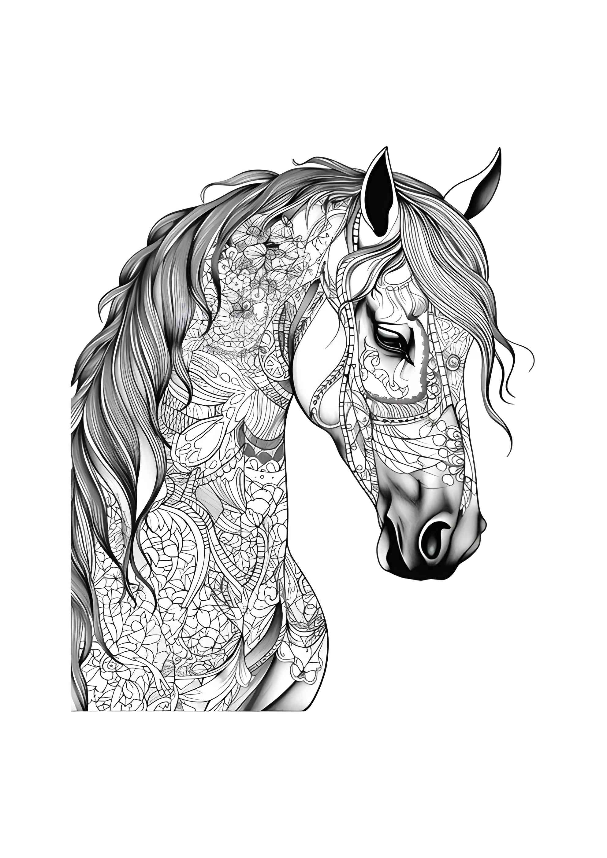Раскраска Голова лошади антистресс