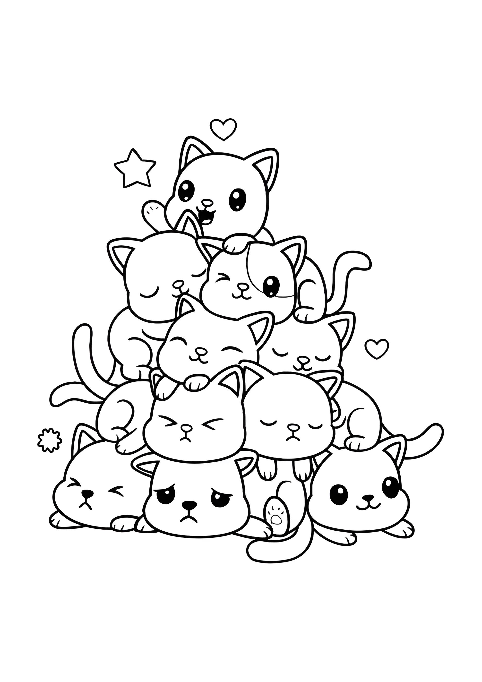 Раскраска Гора из котят