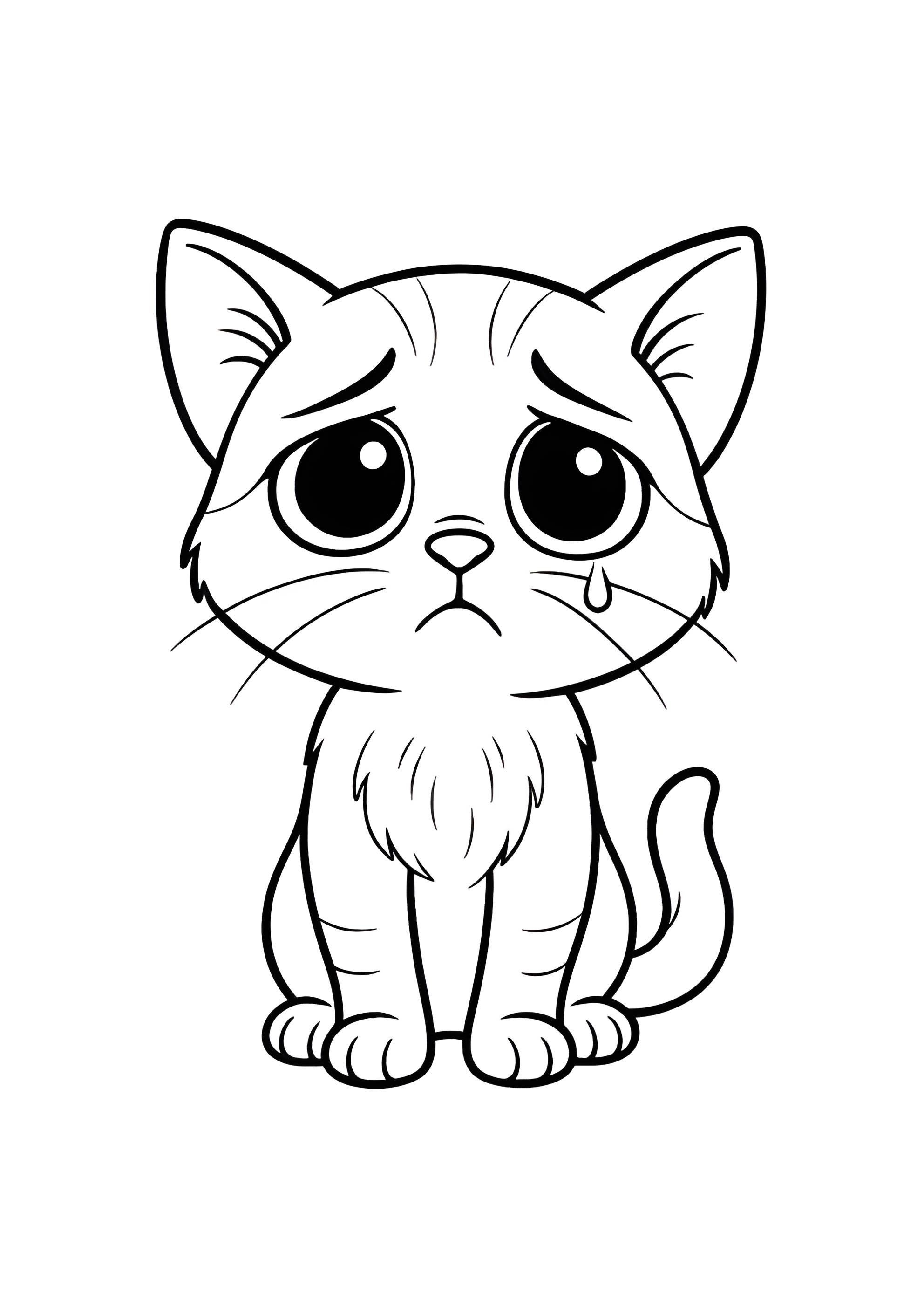 Раскраска Грустный кот