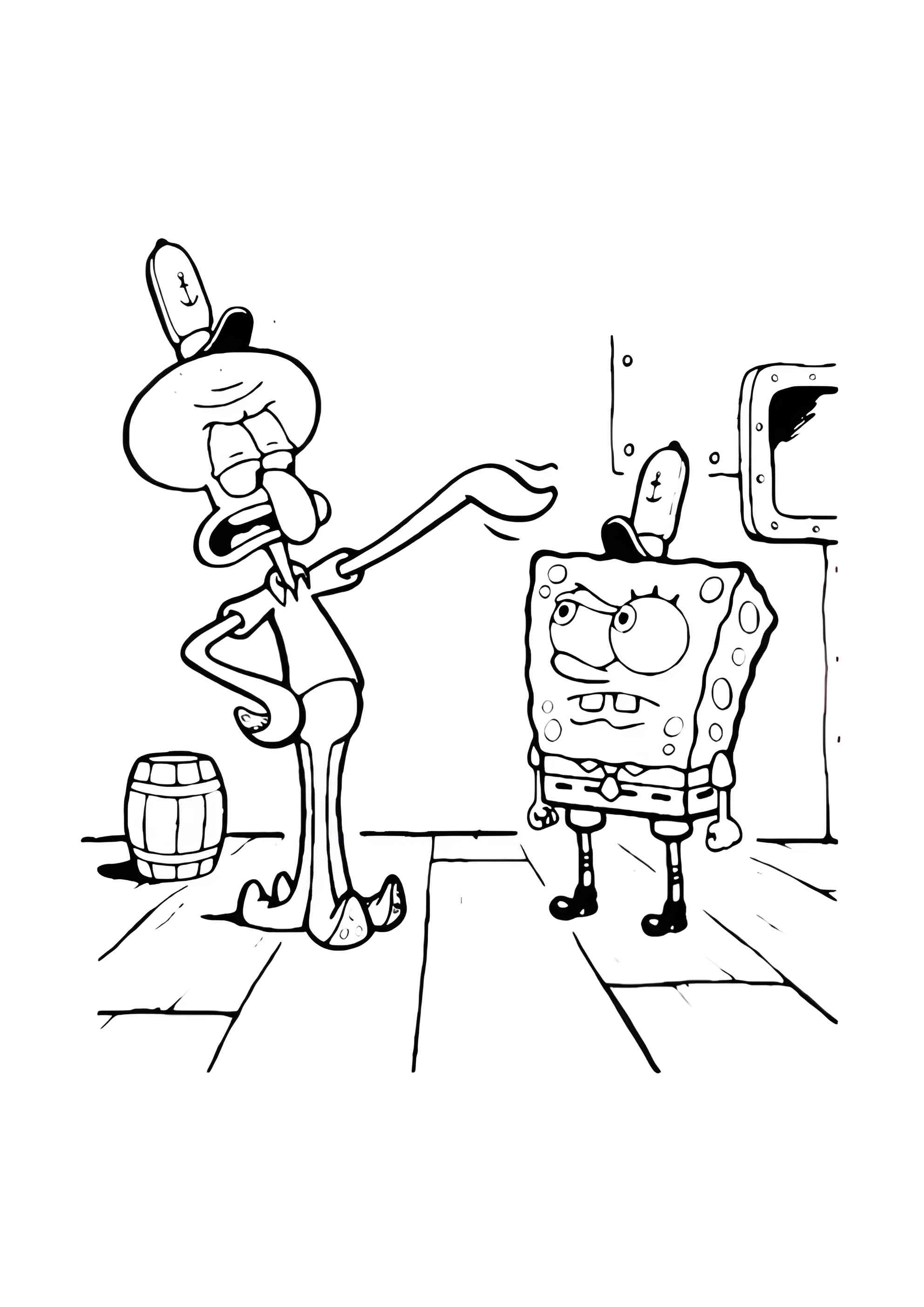 Раскраска Губка Боб квадратные штаны моет пол