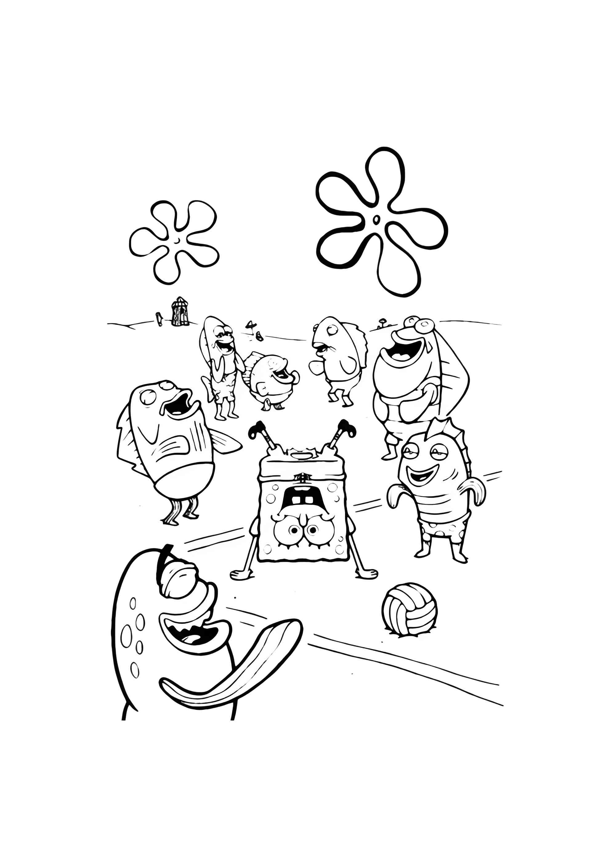 Раскраска Губка Боб на концерте