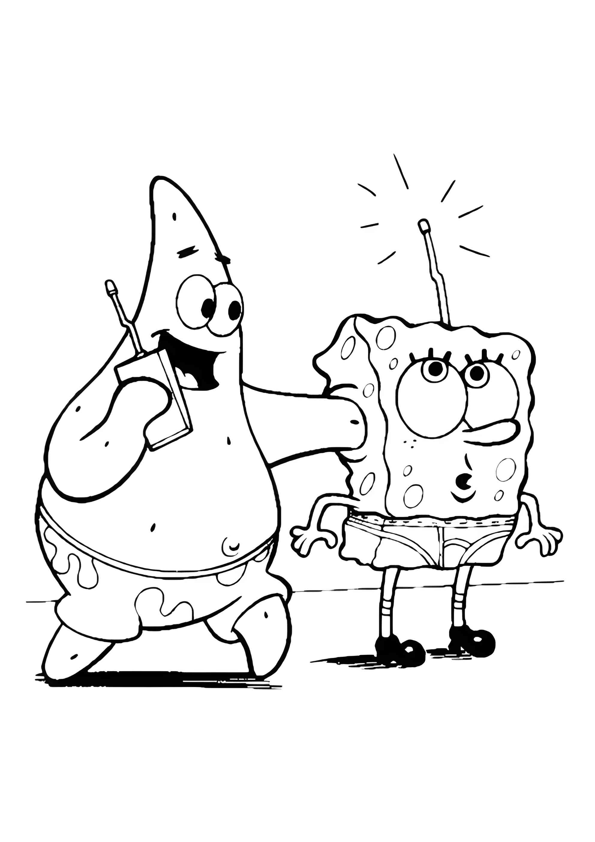 Раскраска Губка Боб с Патриком