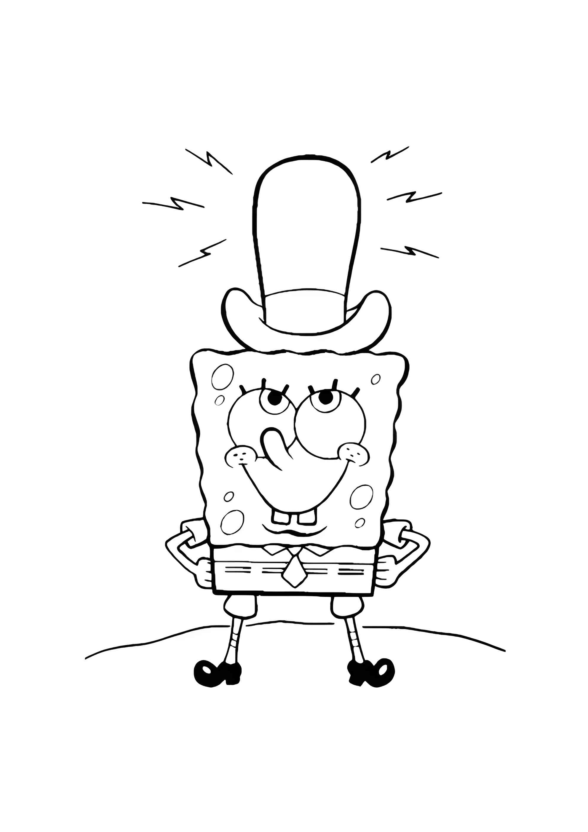 Раскраска Губка Боб в шляпе