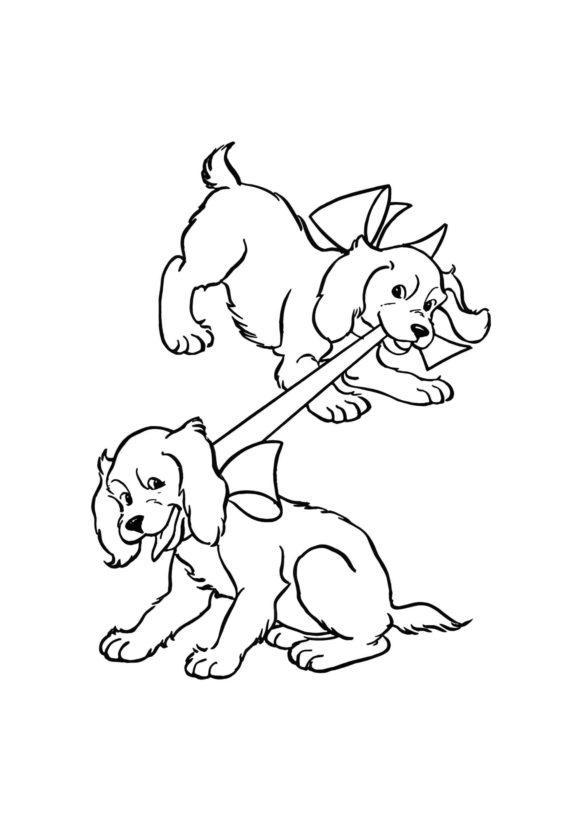 Раскраска Игра двух собак