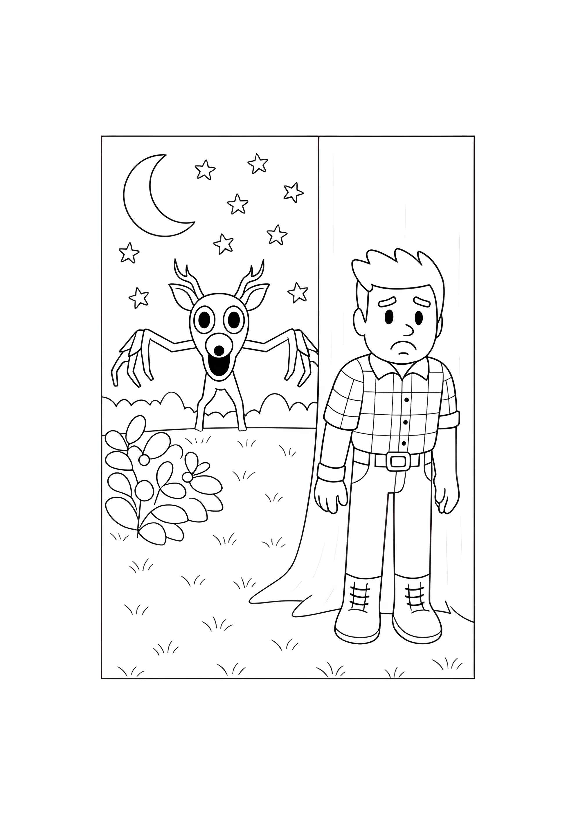 Раскраска Игрок прячется от Оленя