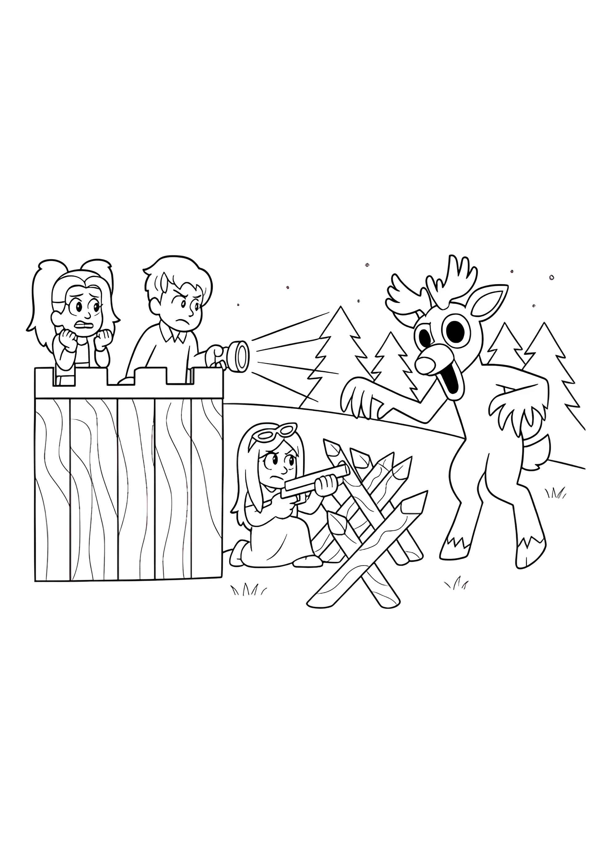 Раскраска Игроки против Оленя