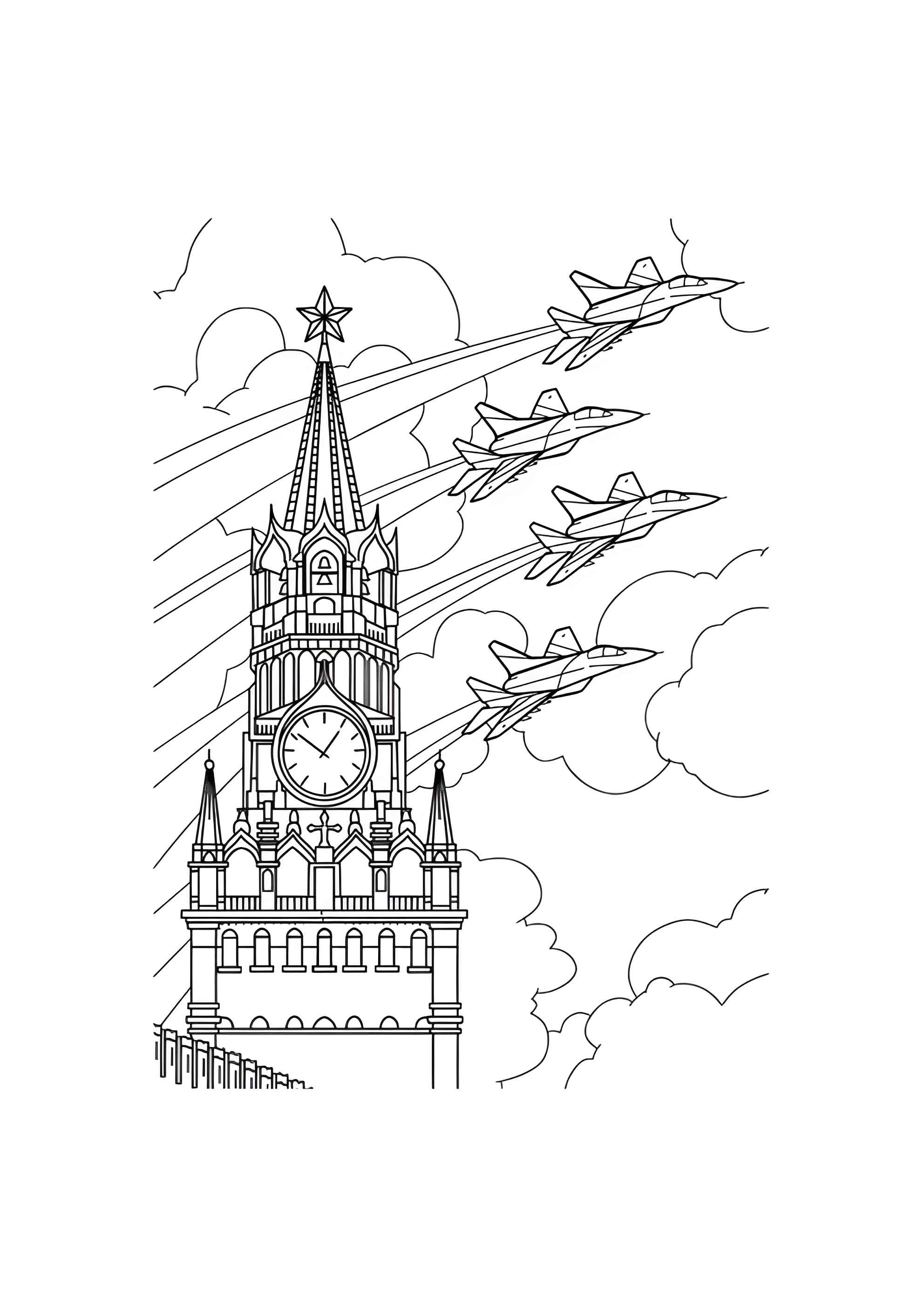 Раскраска Истребители на 9 мая