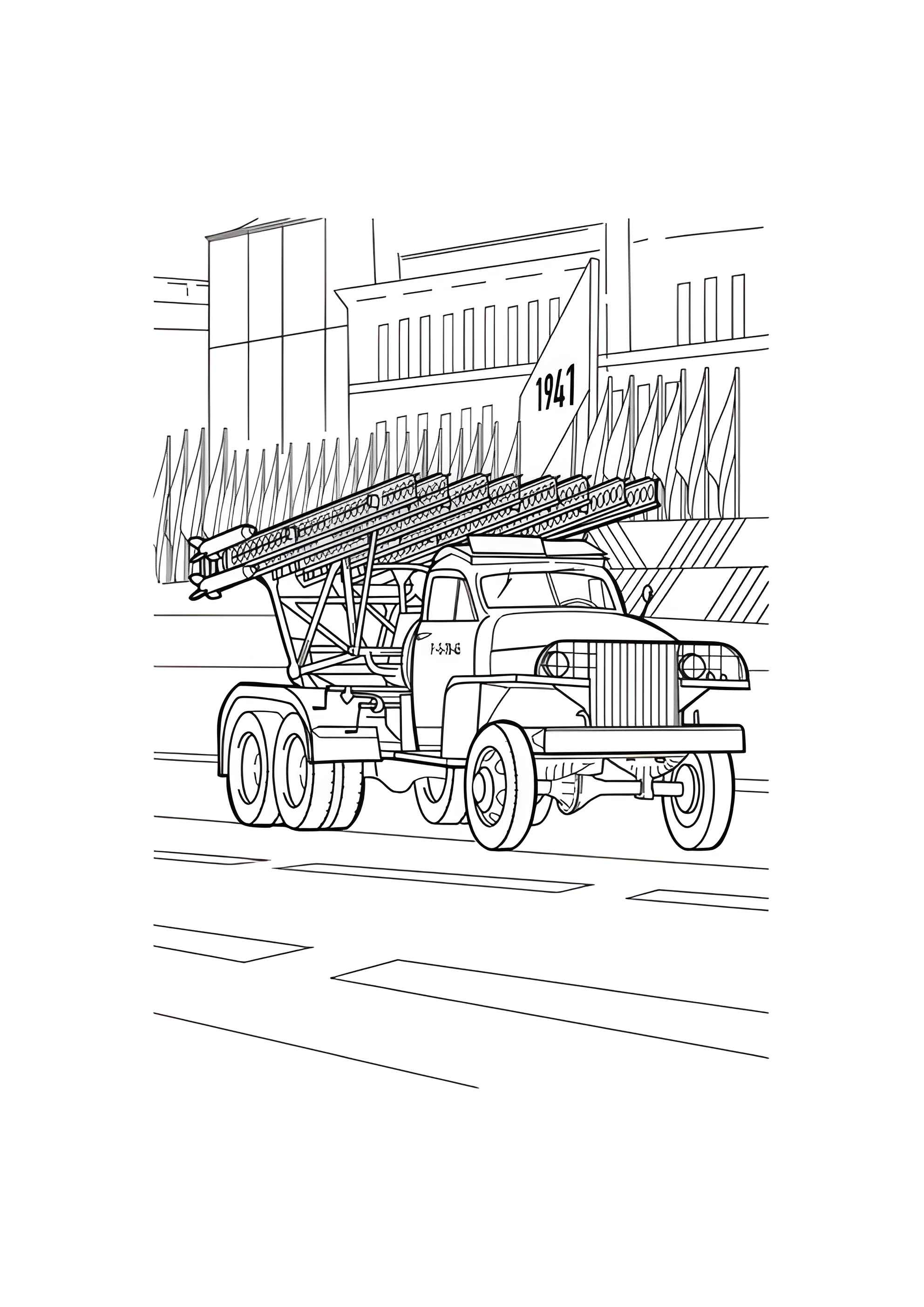 Раскраска Катюша РСЗО времён Второй мировой войны