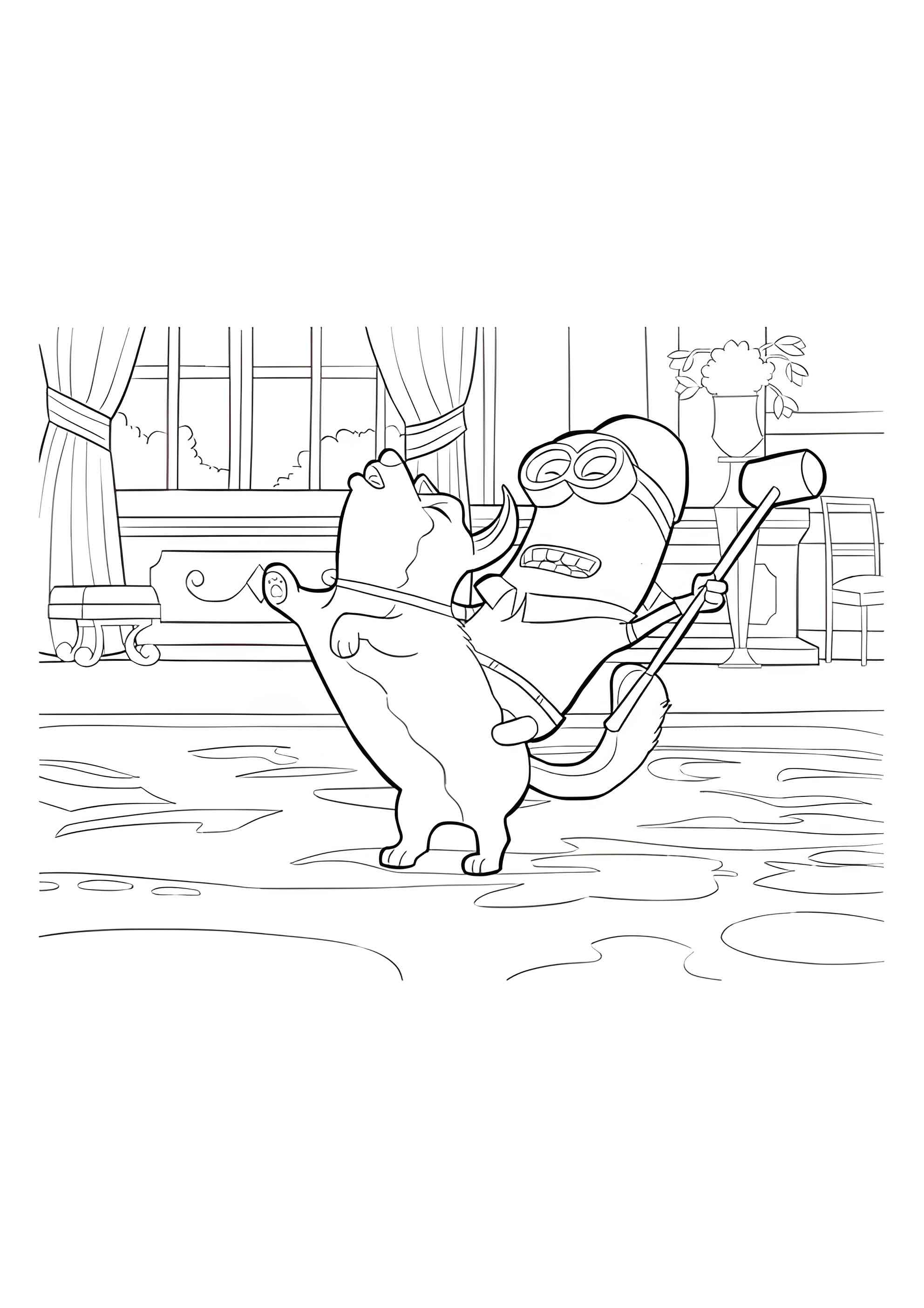 Раскраска Кевин на собаке