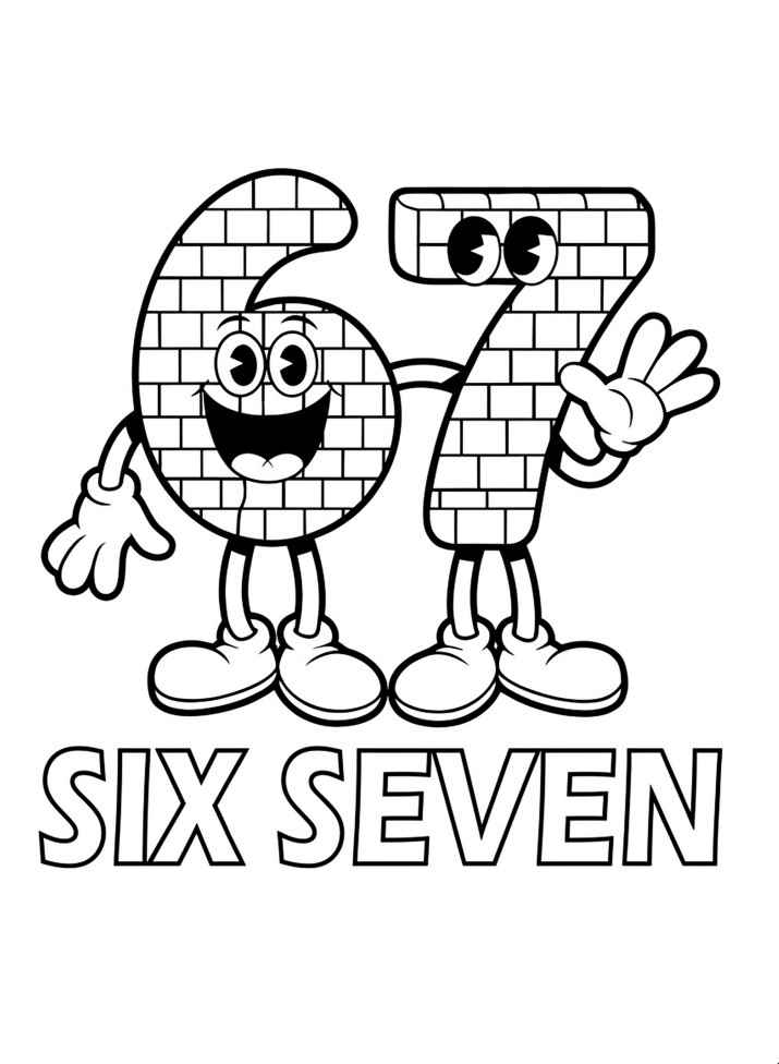 Раскраска Кирпичная стена Шесть Семь