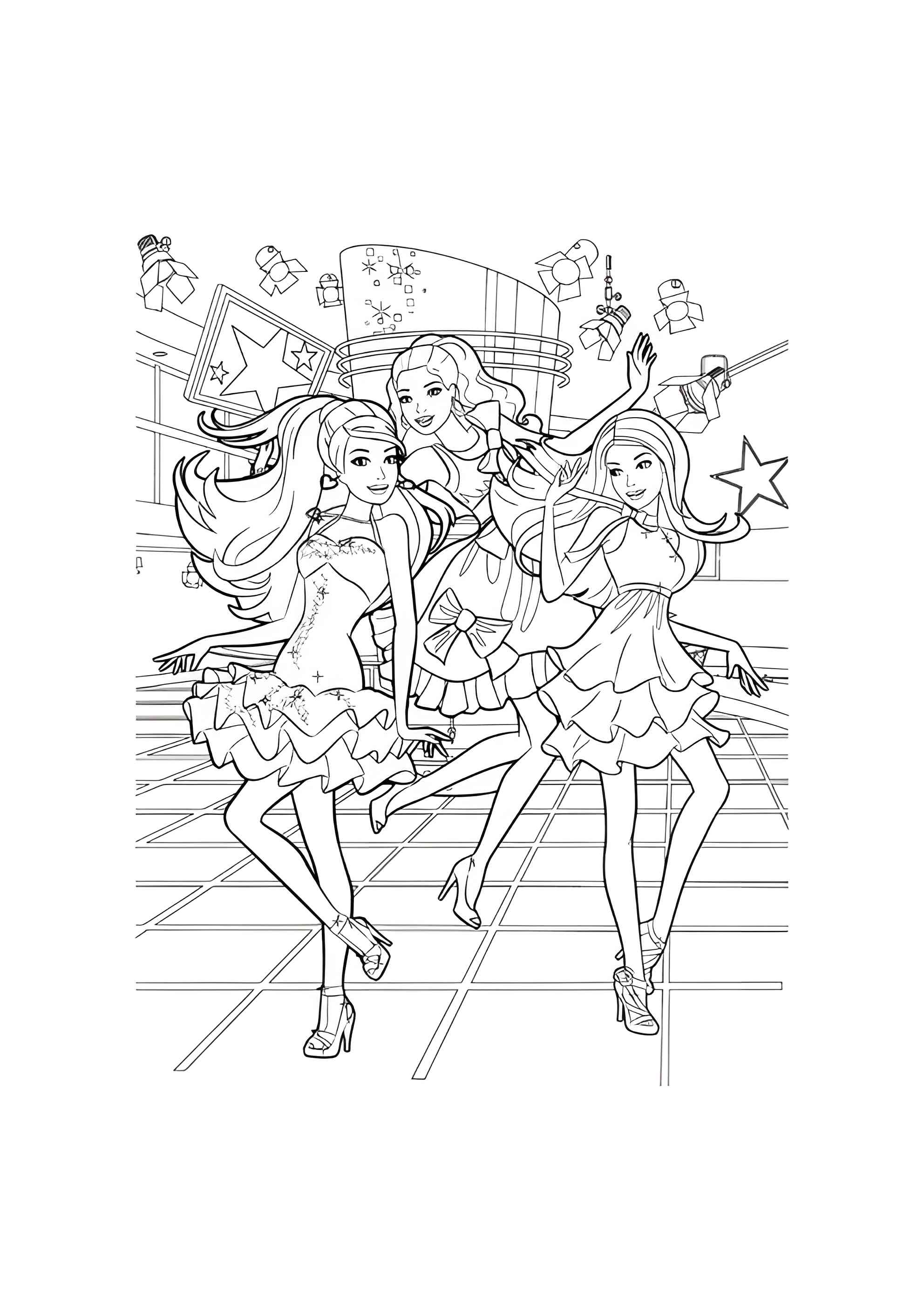 Раскраска Концерт Барби
