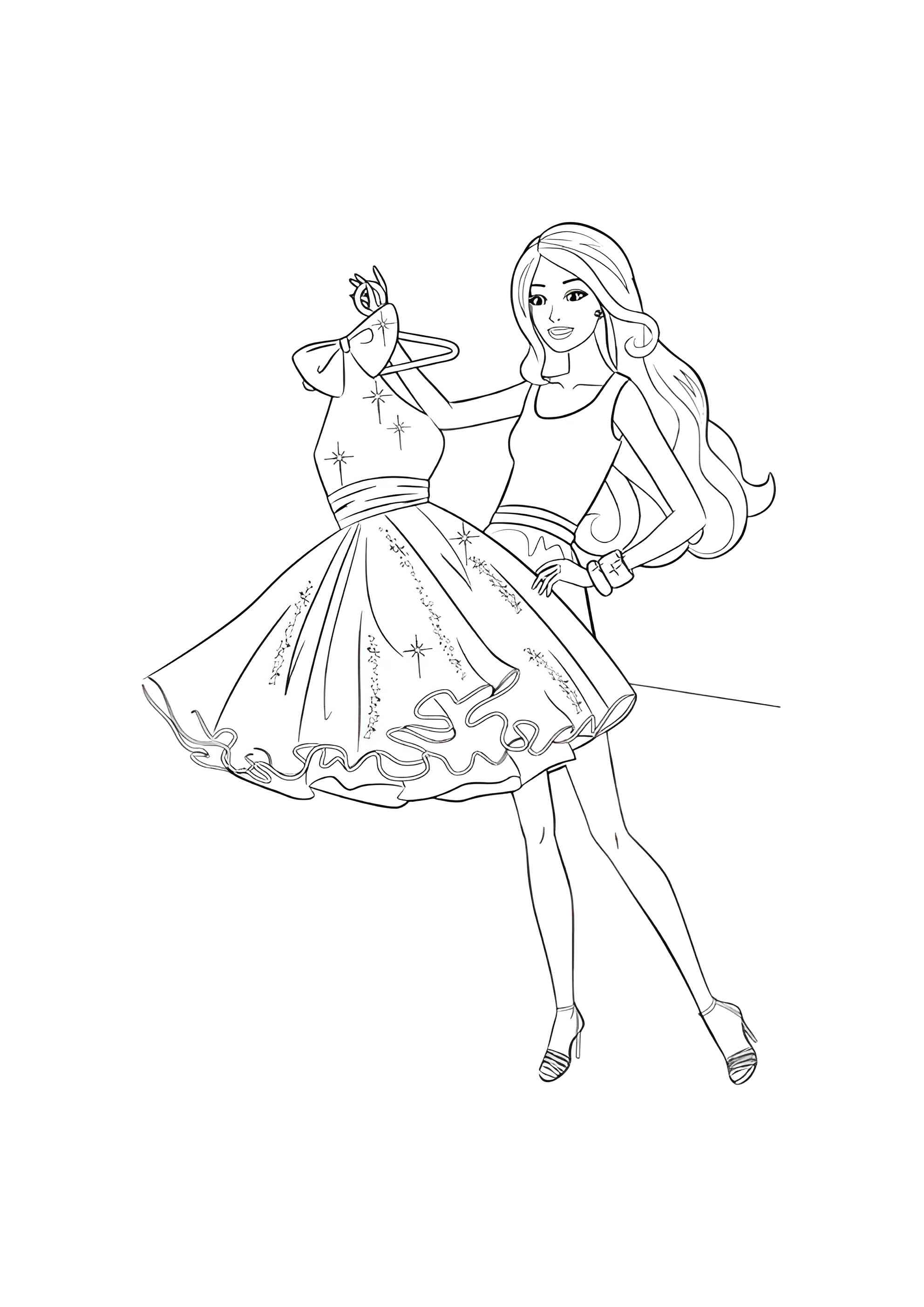 Раскраска Короткое платье Барби