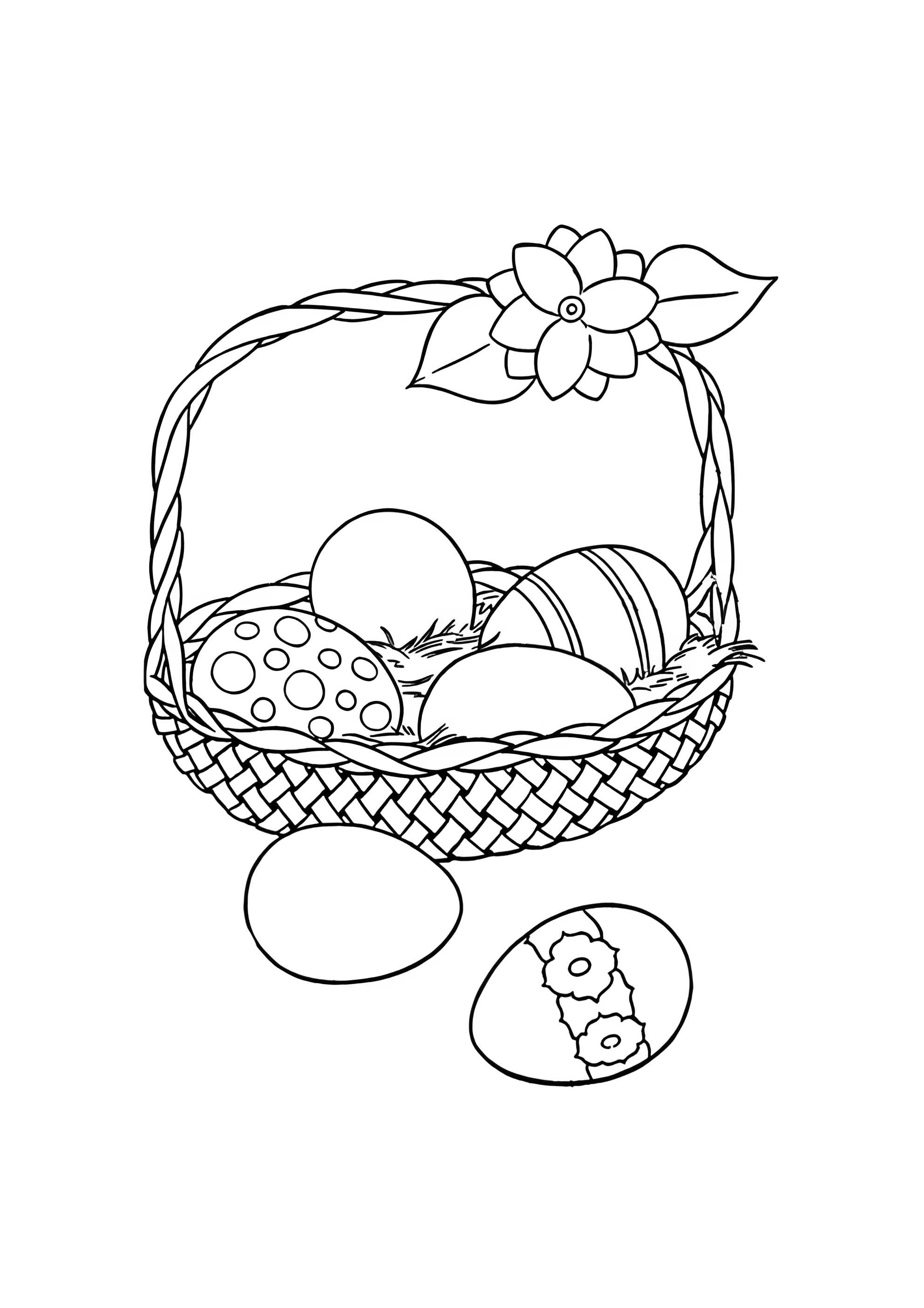 Раскраска Корзина пасхальных яиц