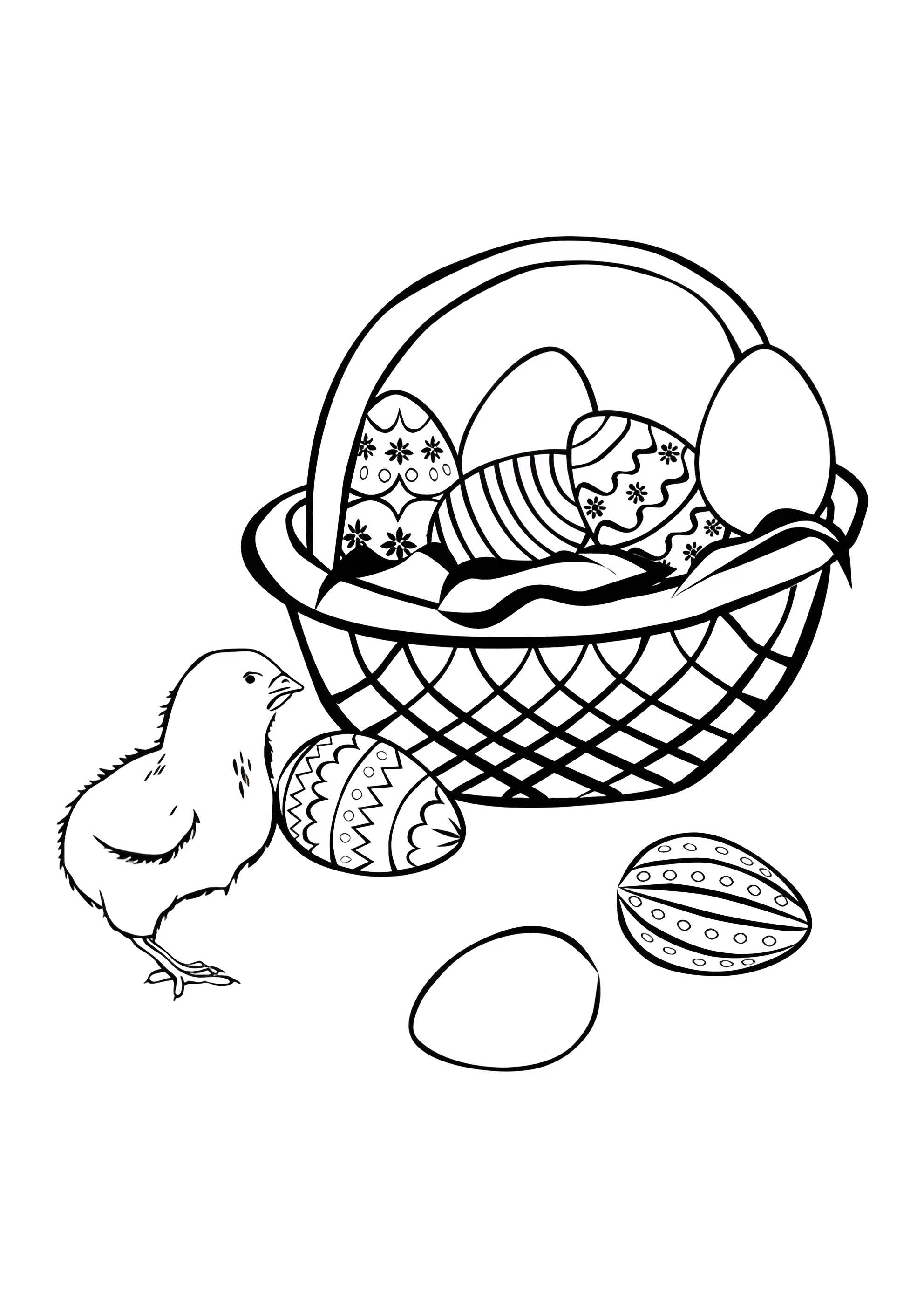 Раскраска Корзинка с пасхальными яйцами