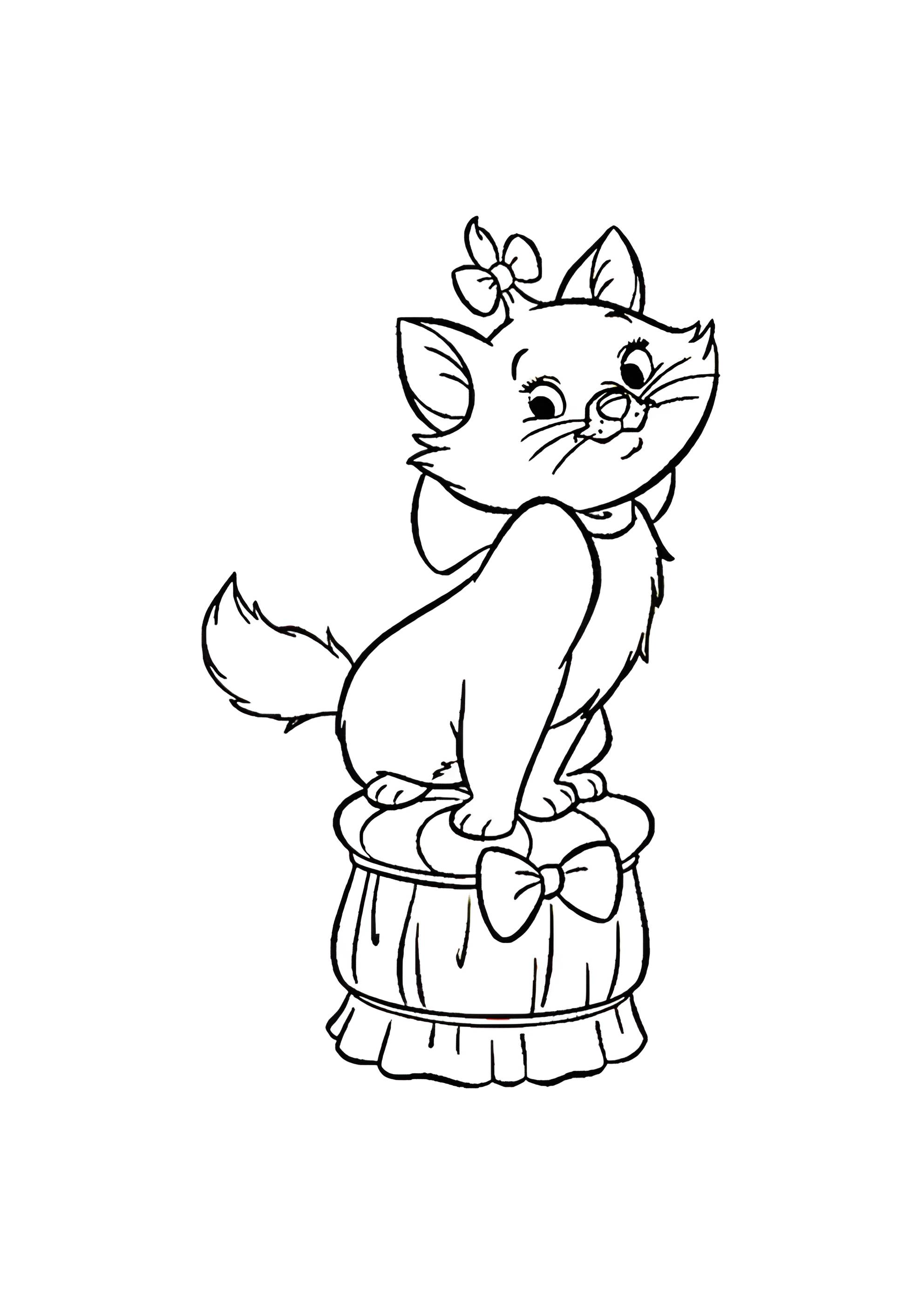 Раскраска Кошечка на подушке