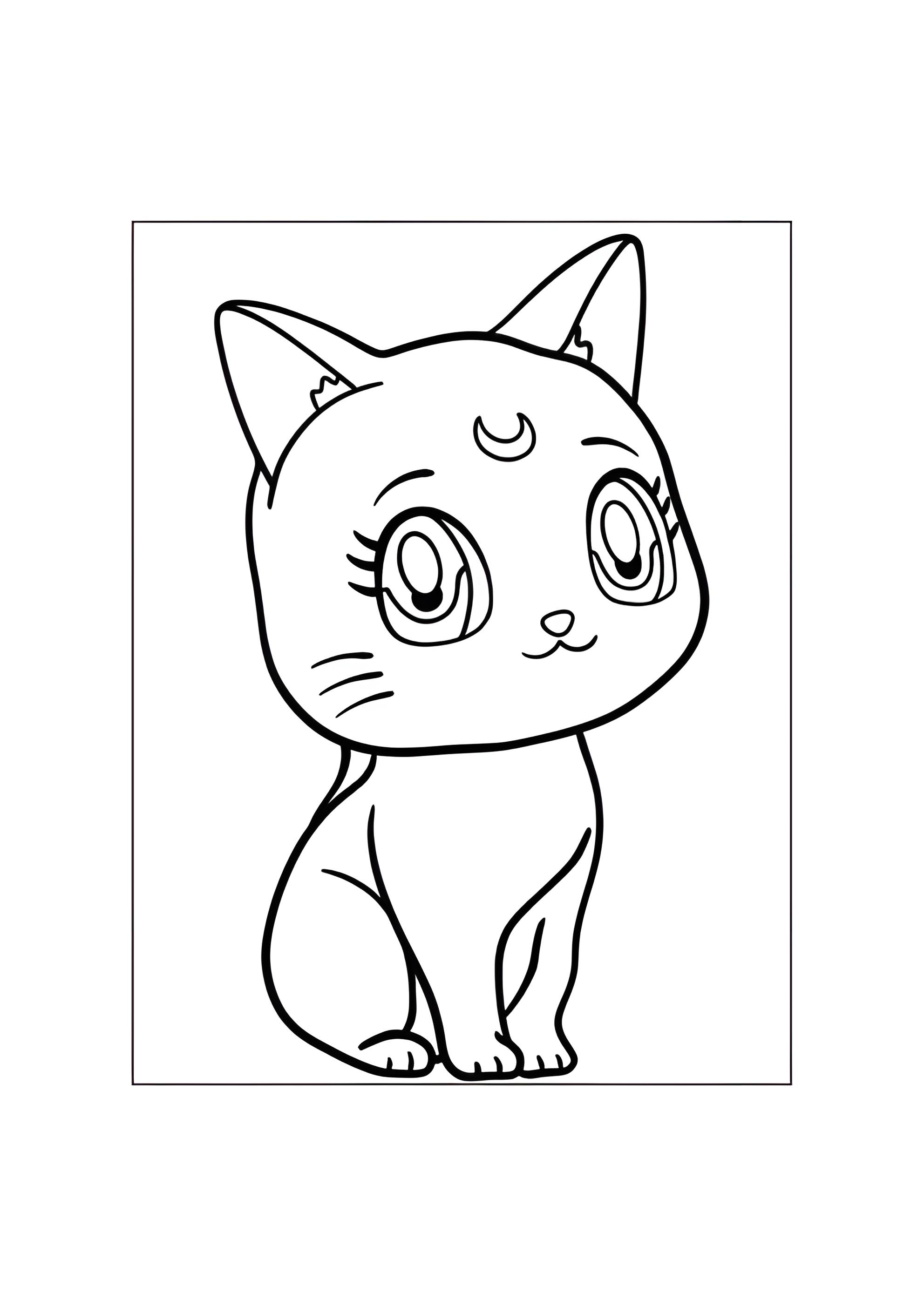 Раскраска Кошка Луна
