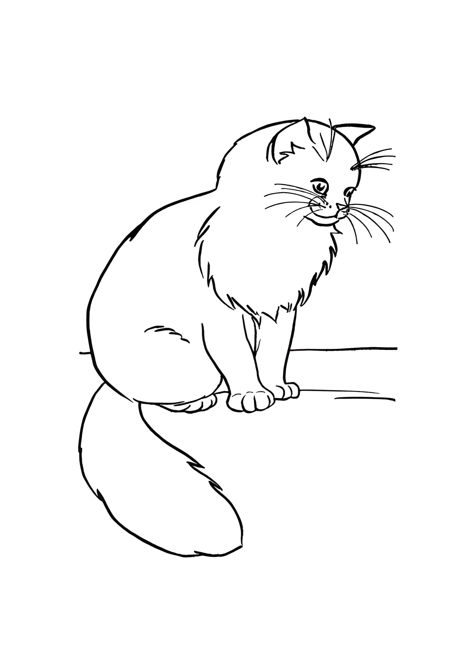 Раскраска Кошка сидит на дороге