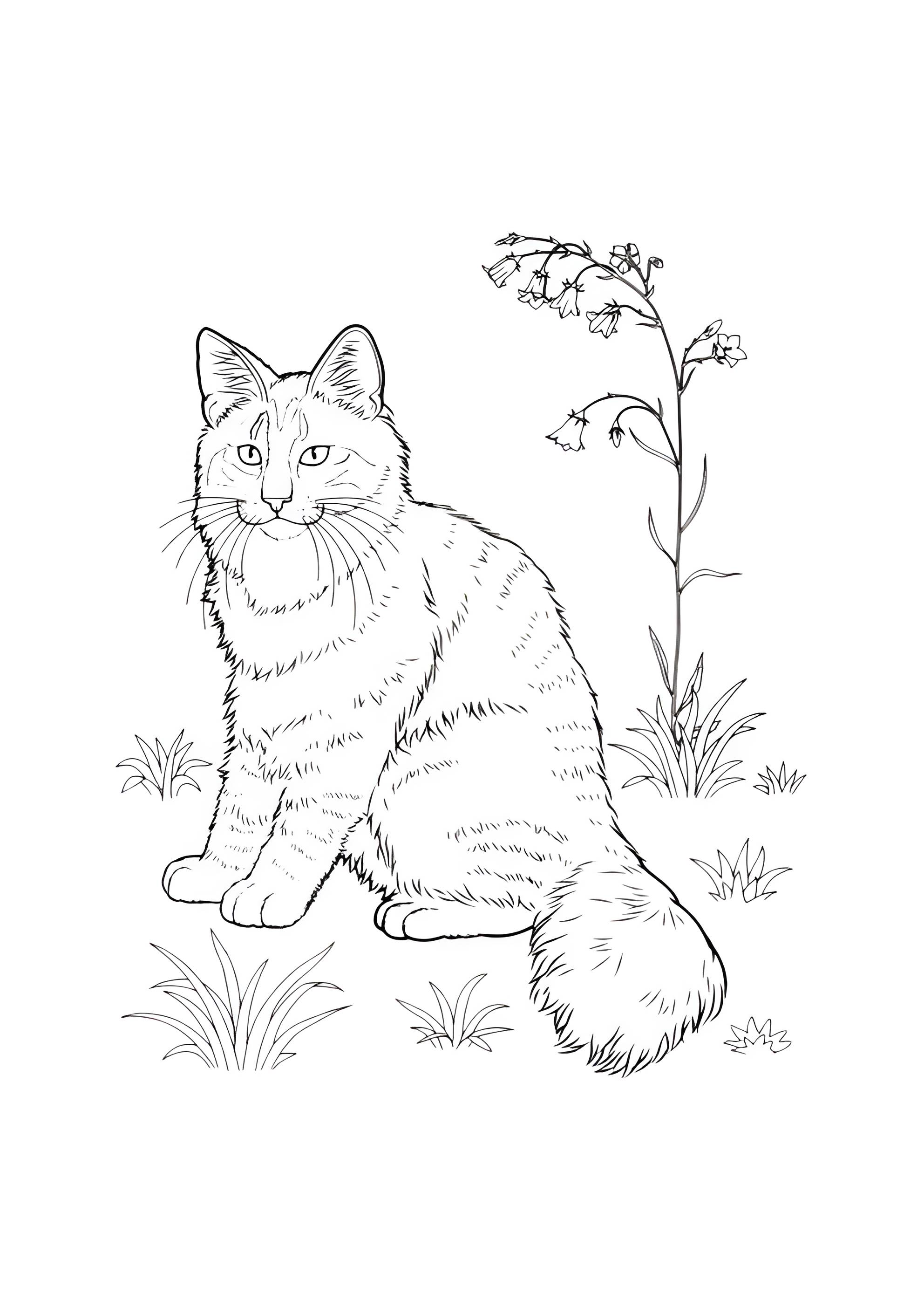 Раскраска Кот и колокольчики