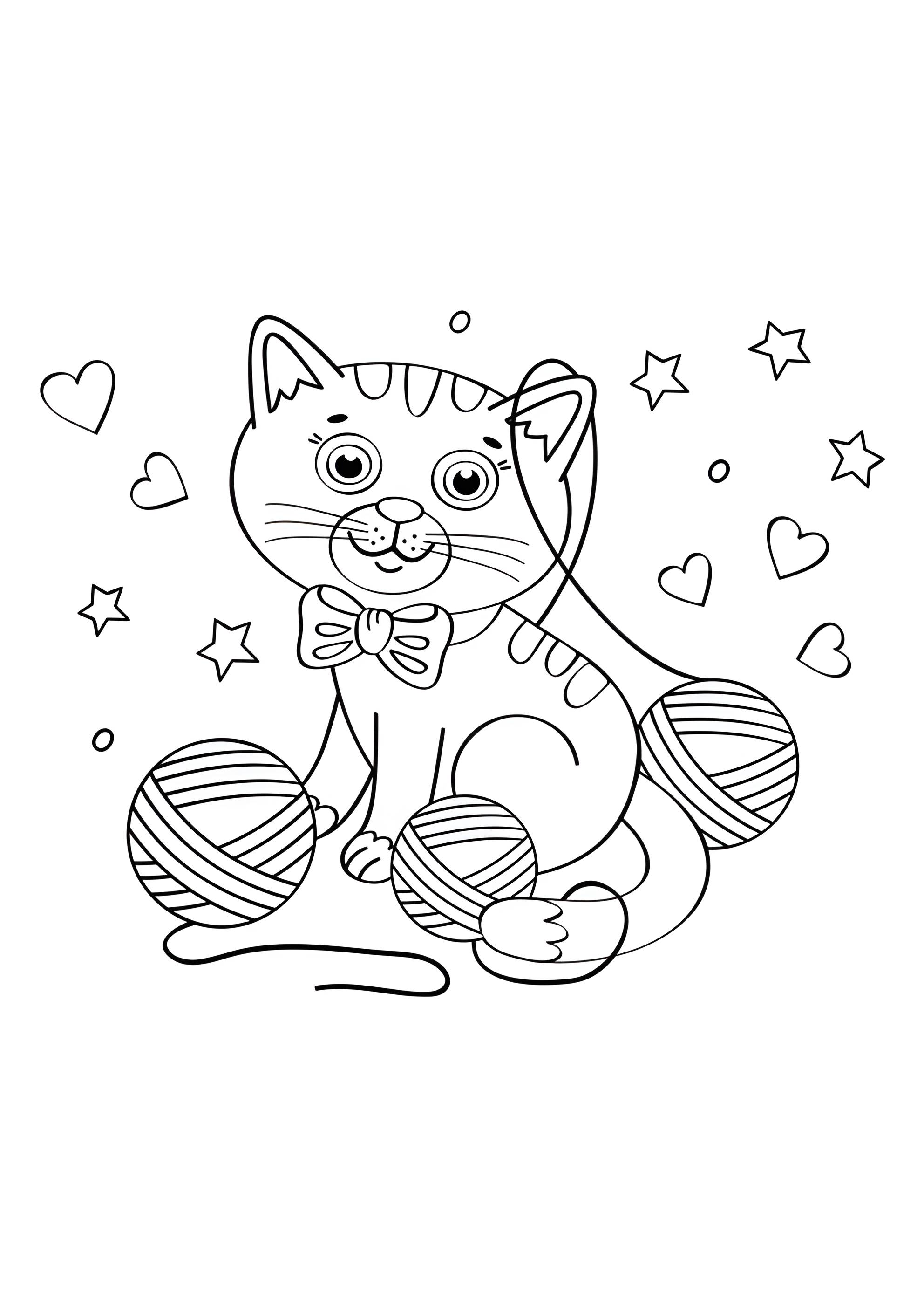 Раскраска Кот и нитки