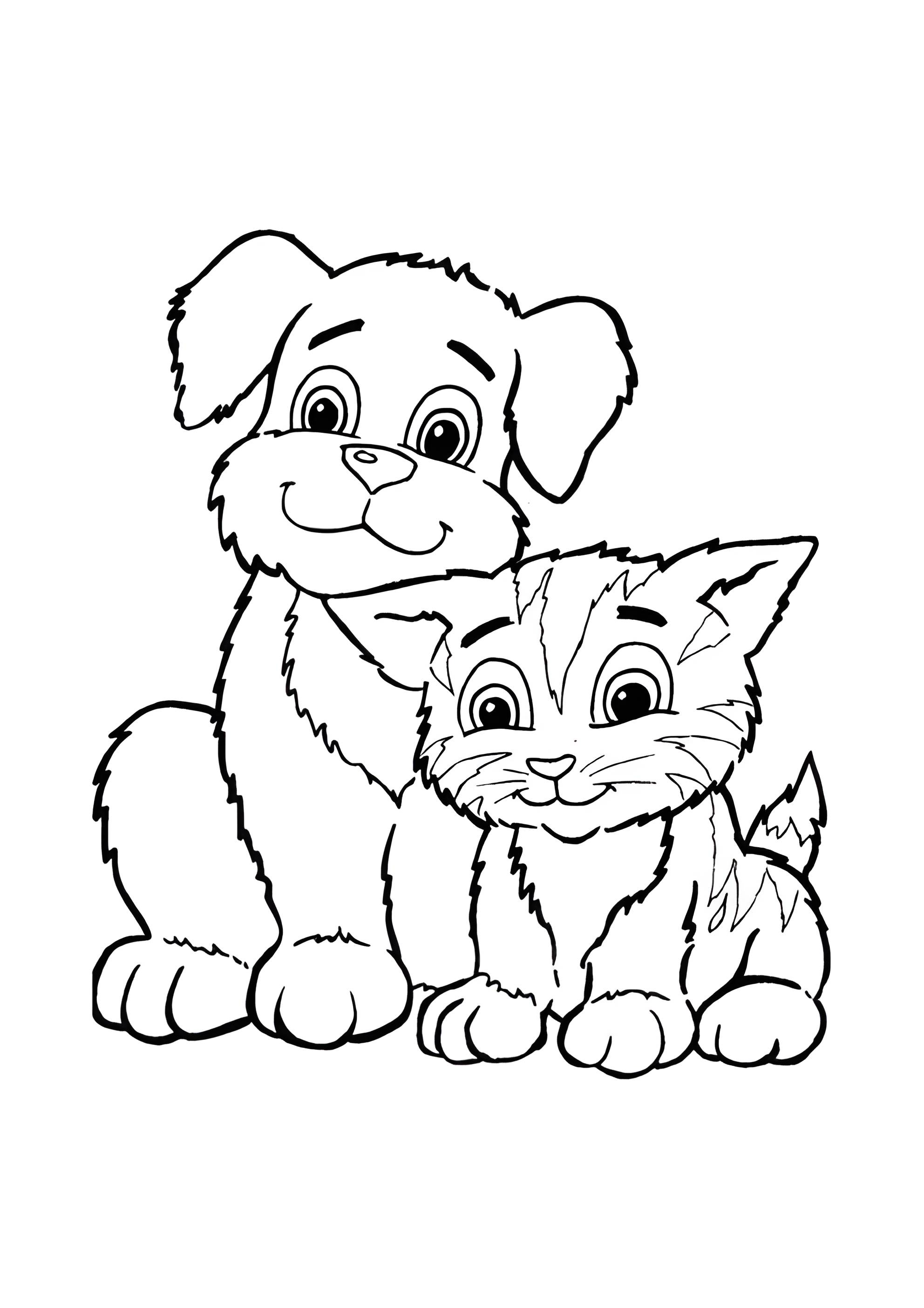 Раскраска Кот и собака