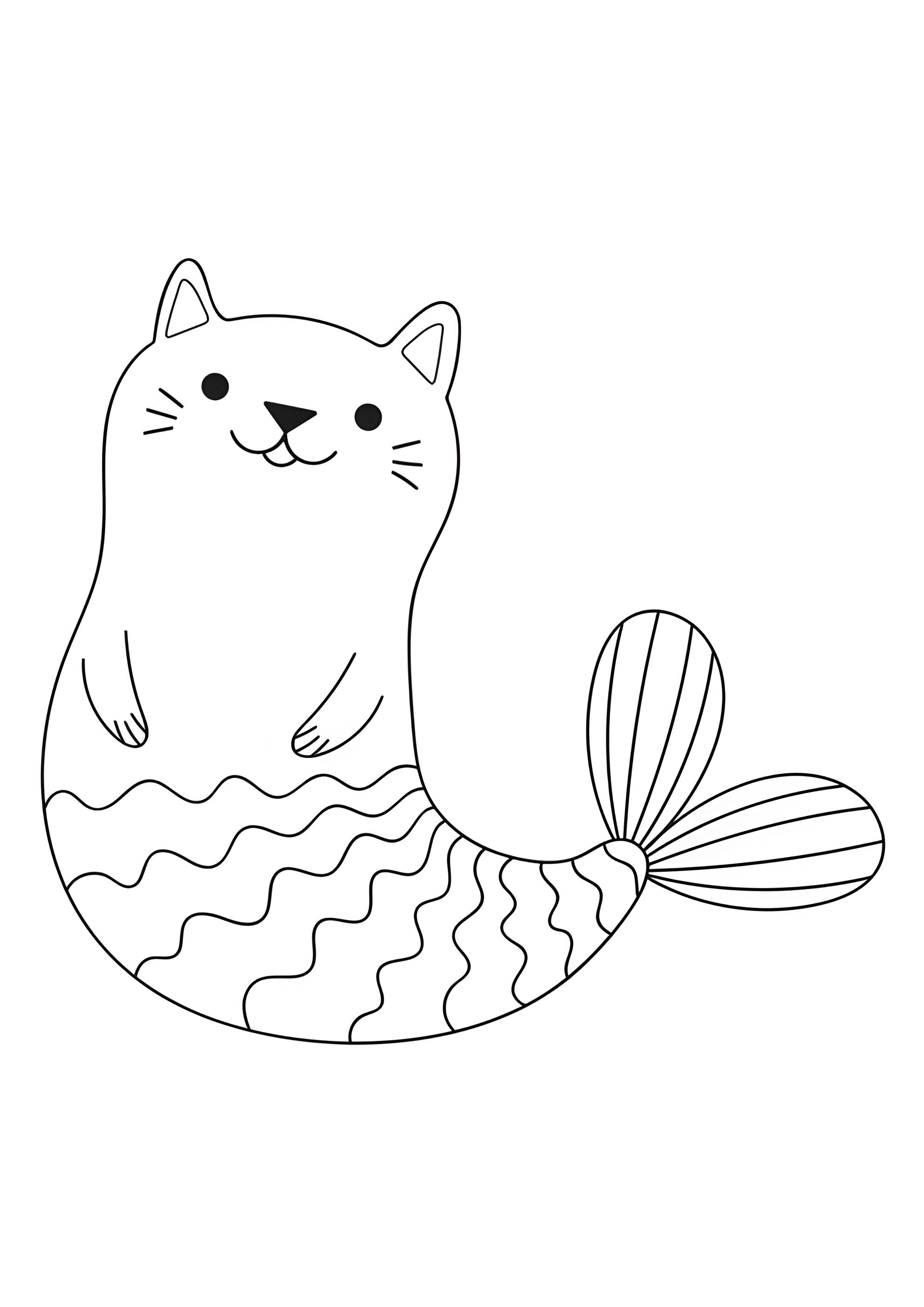 Раскраска Кот - русалочка