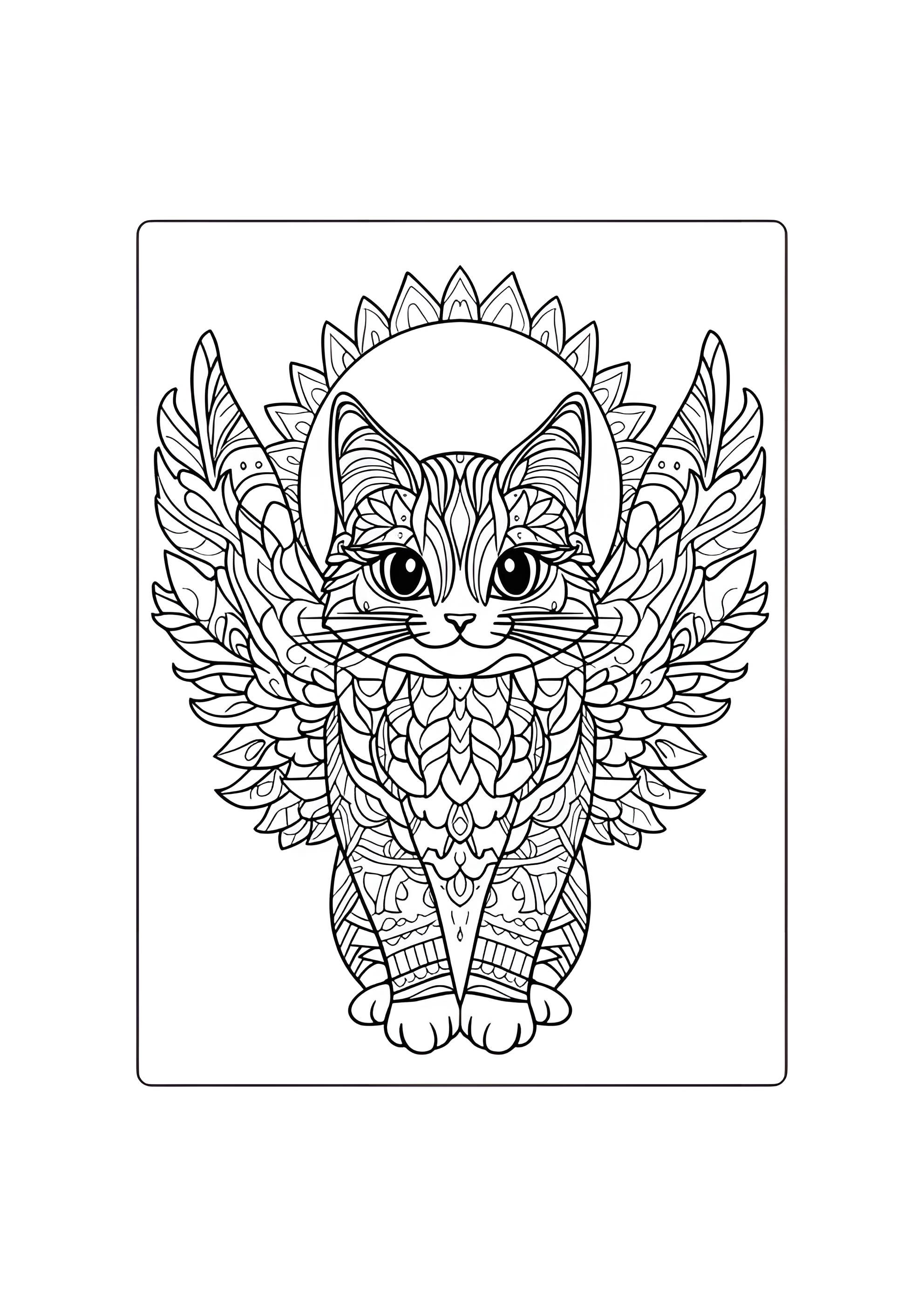 Раскраска Кот с крыльями