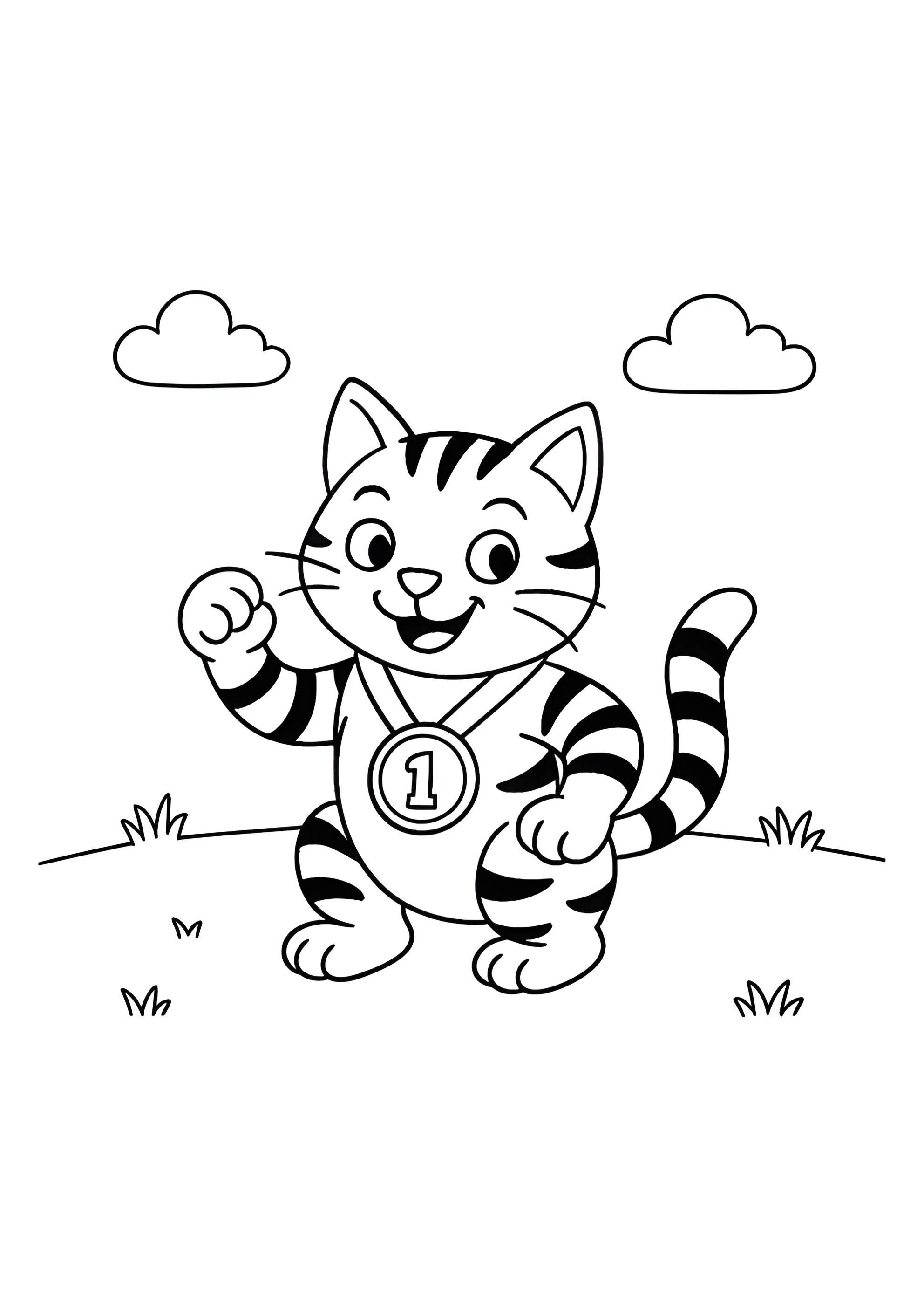 Раскраска Кот с медалью