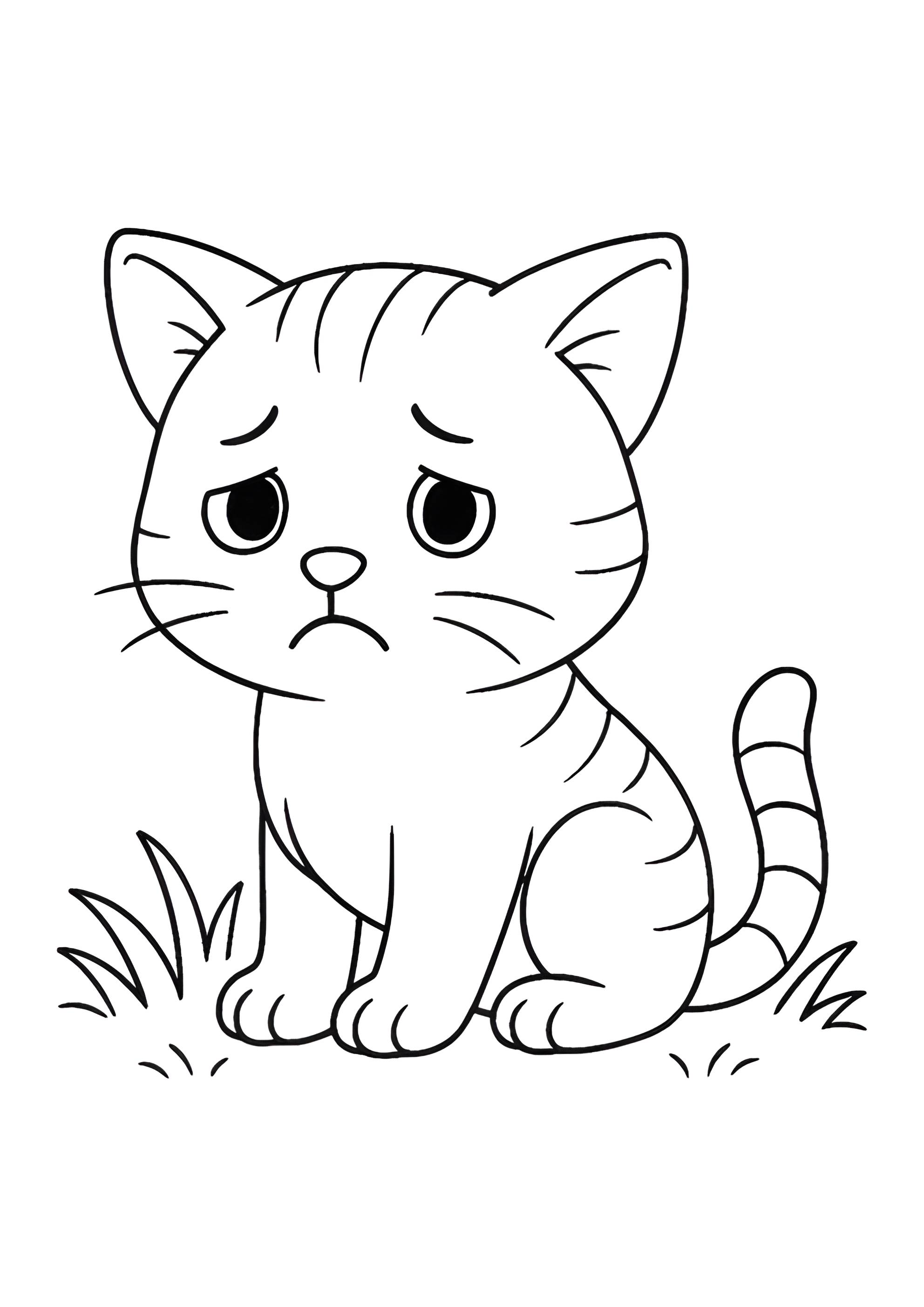 Раскраска Котик расстроился