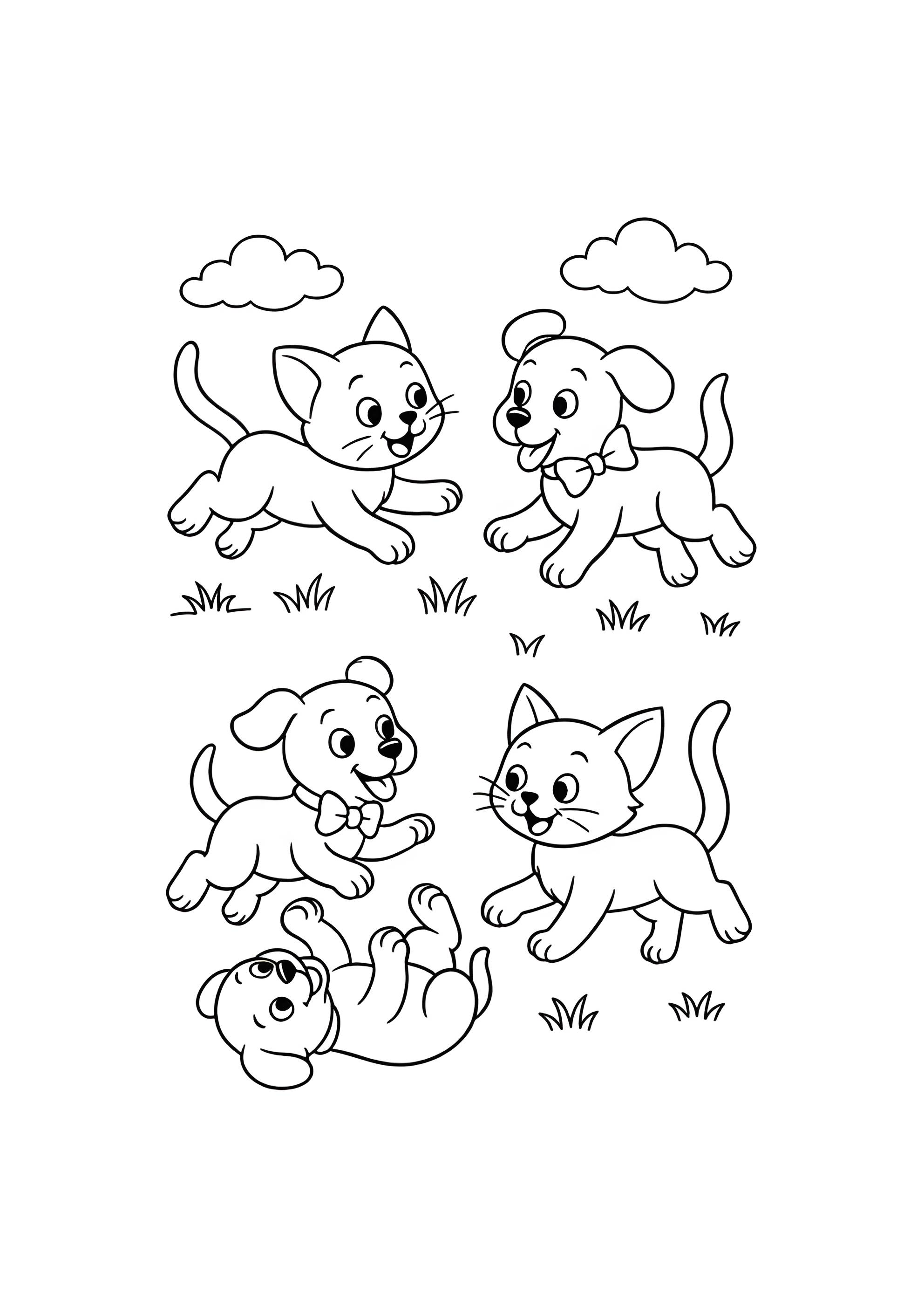 Раскраска Коты и собаки