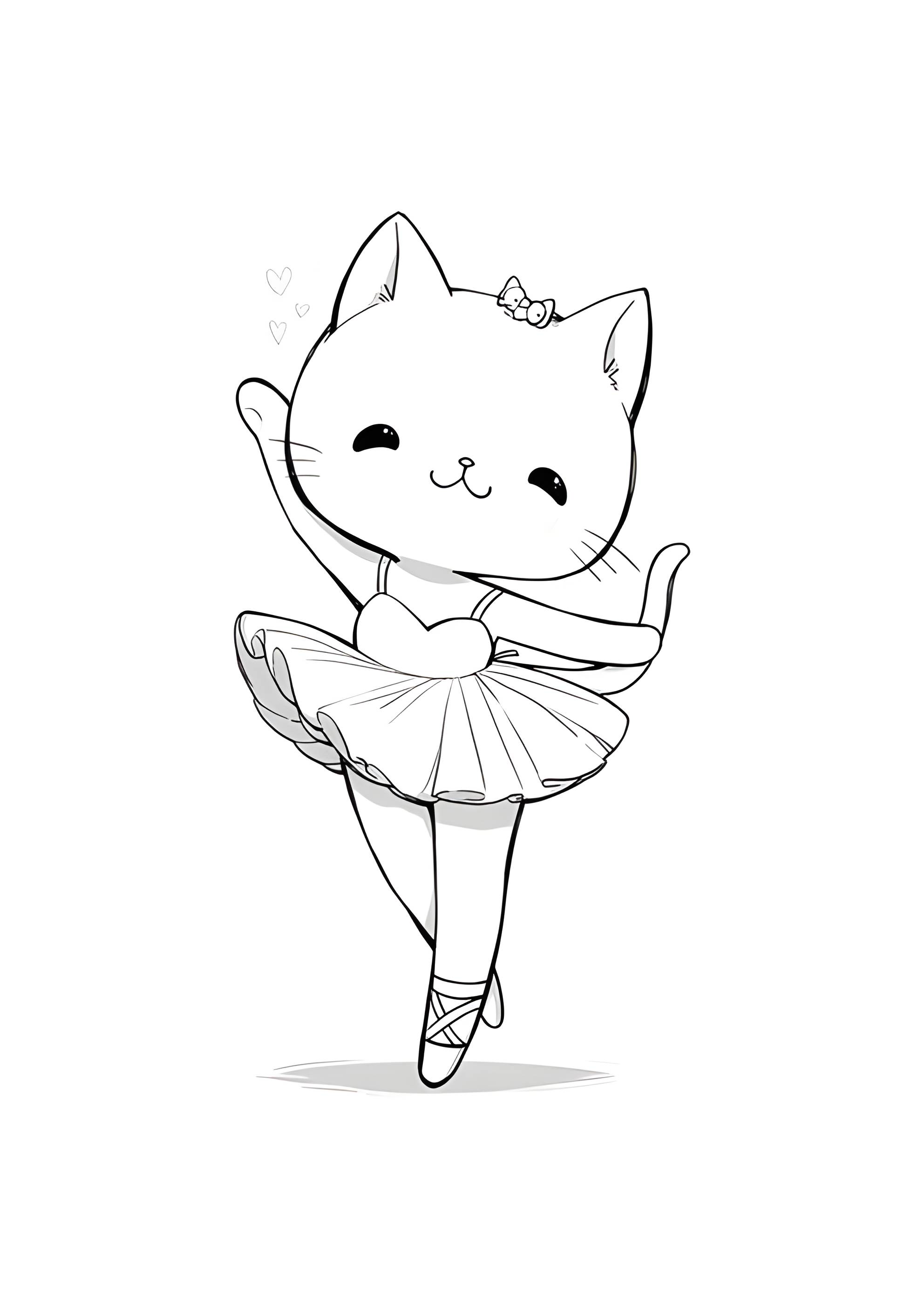 Раскраска Котёнок балерина