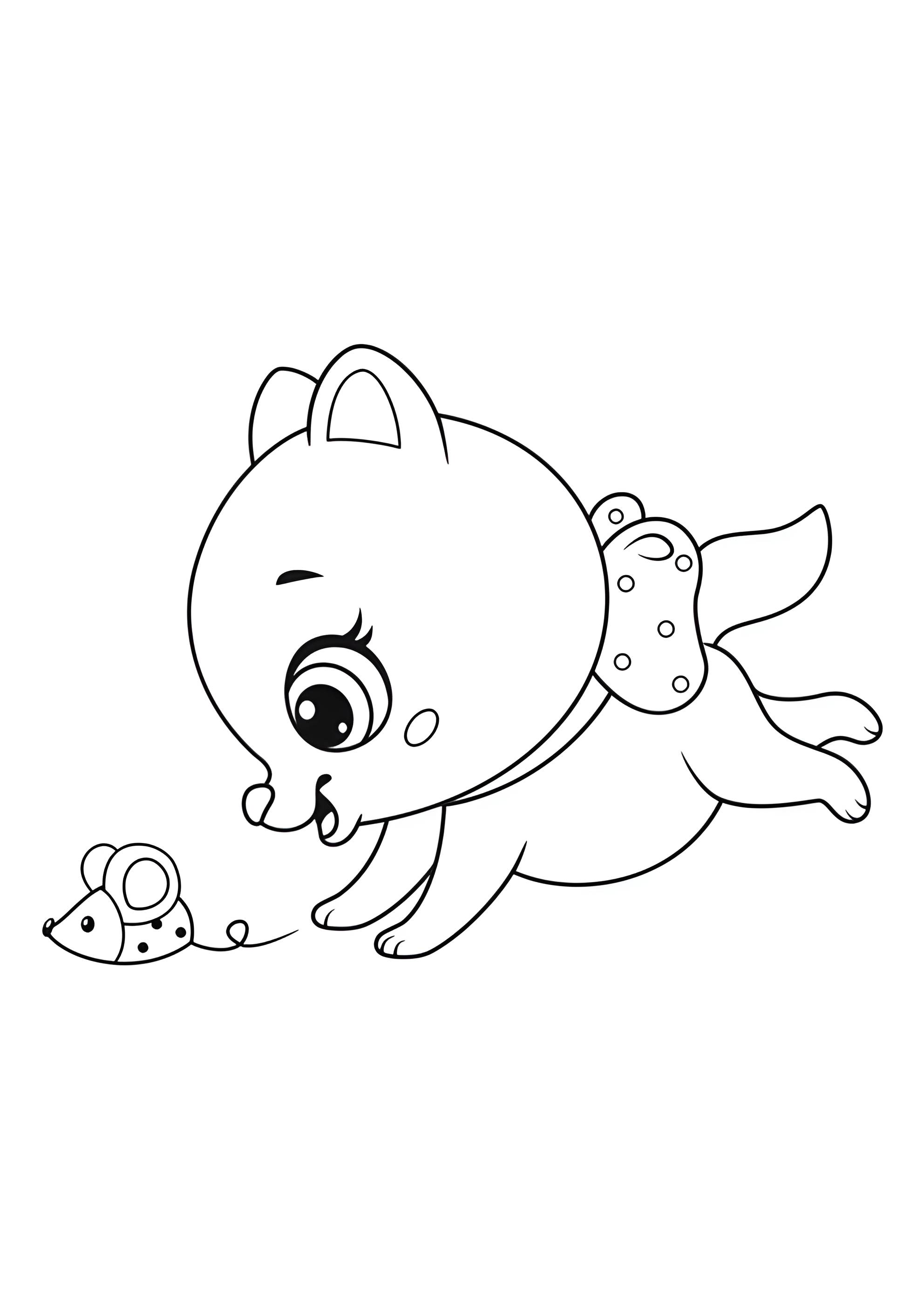 Раскраска Котёнок и мышка