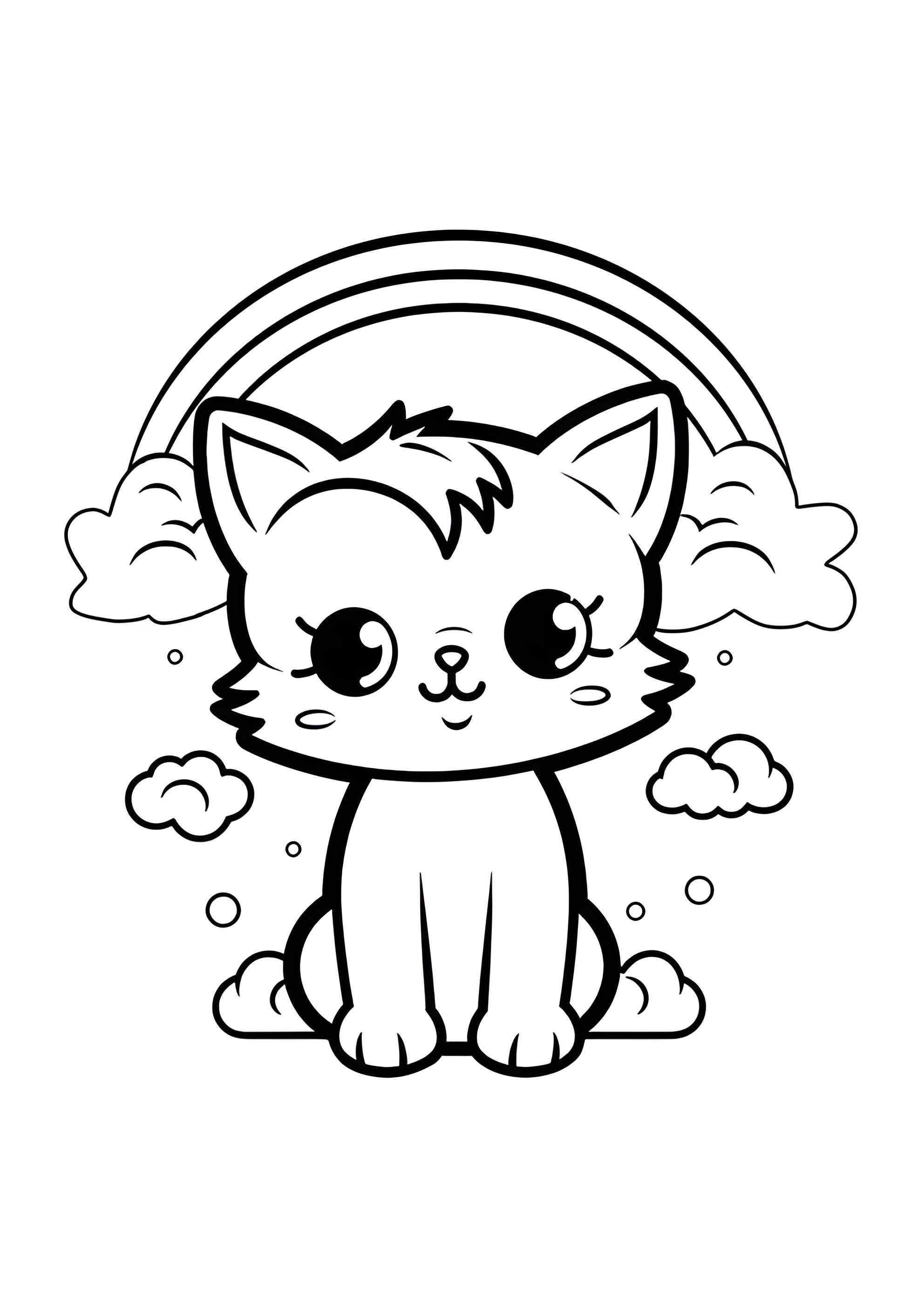 Раскраска Котёнок и радуга