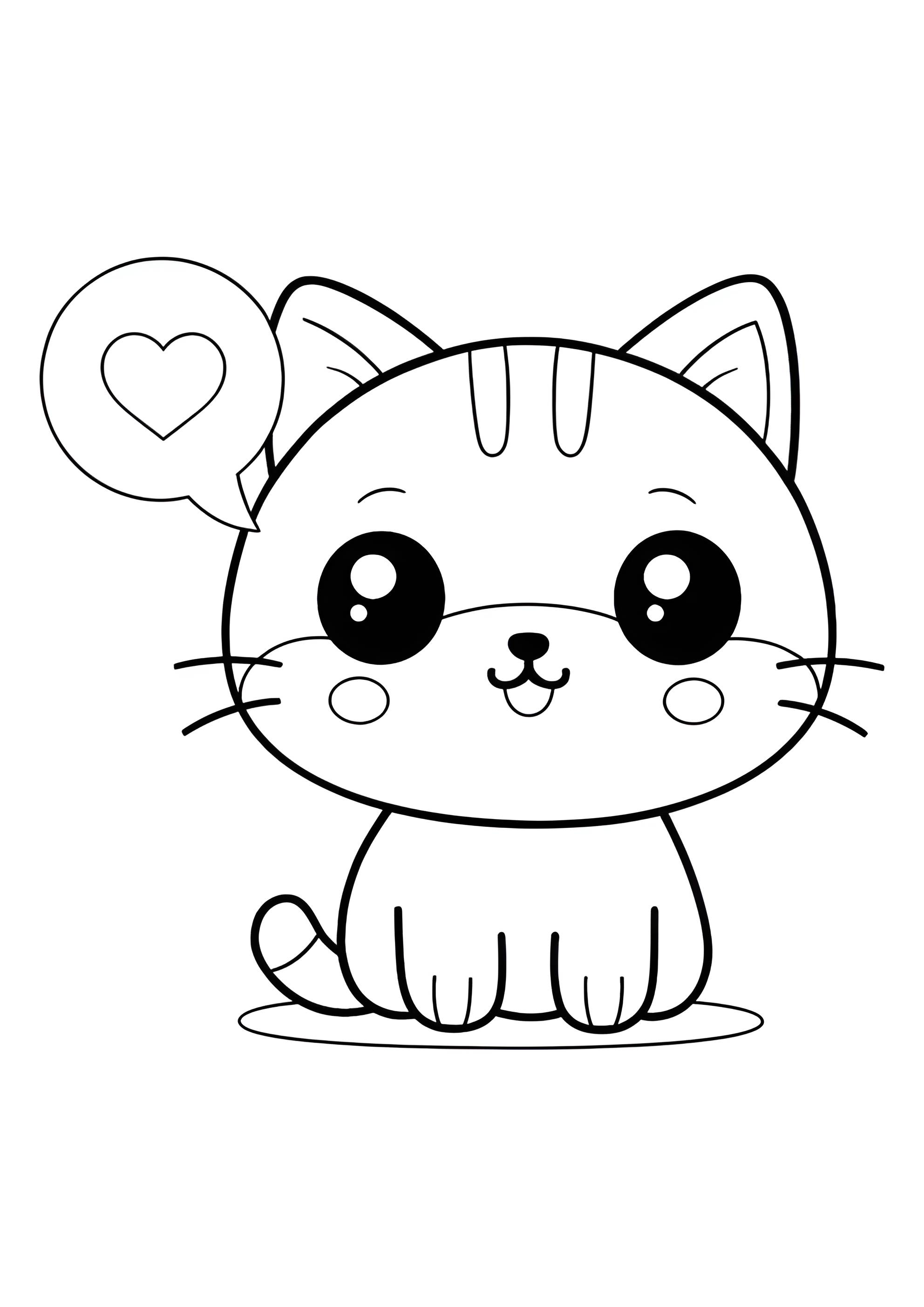 Раскраска Котёнок шлёт сердечко