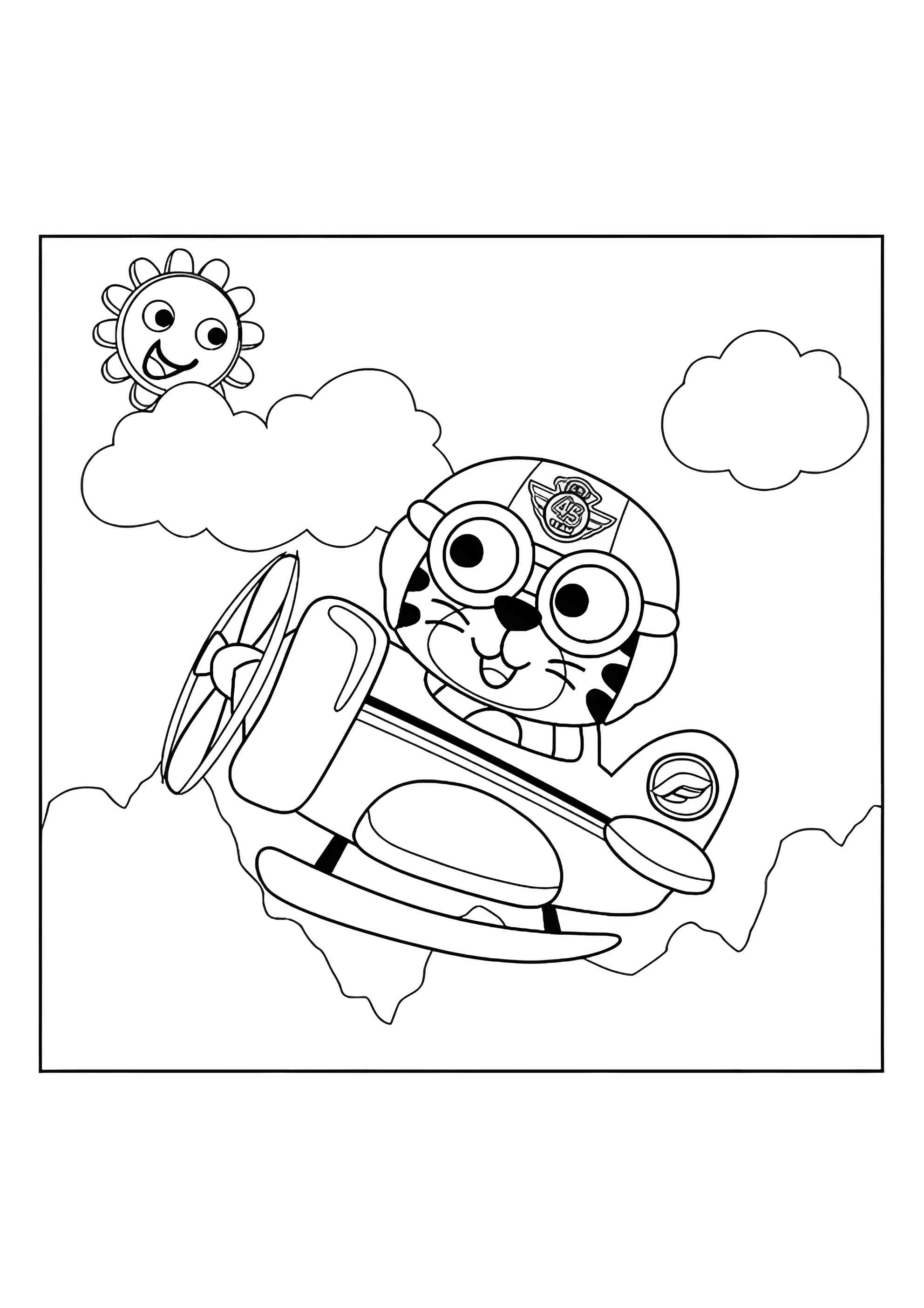 Раскраска Котёнок в самолёте