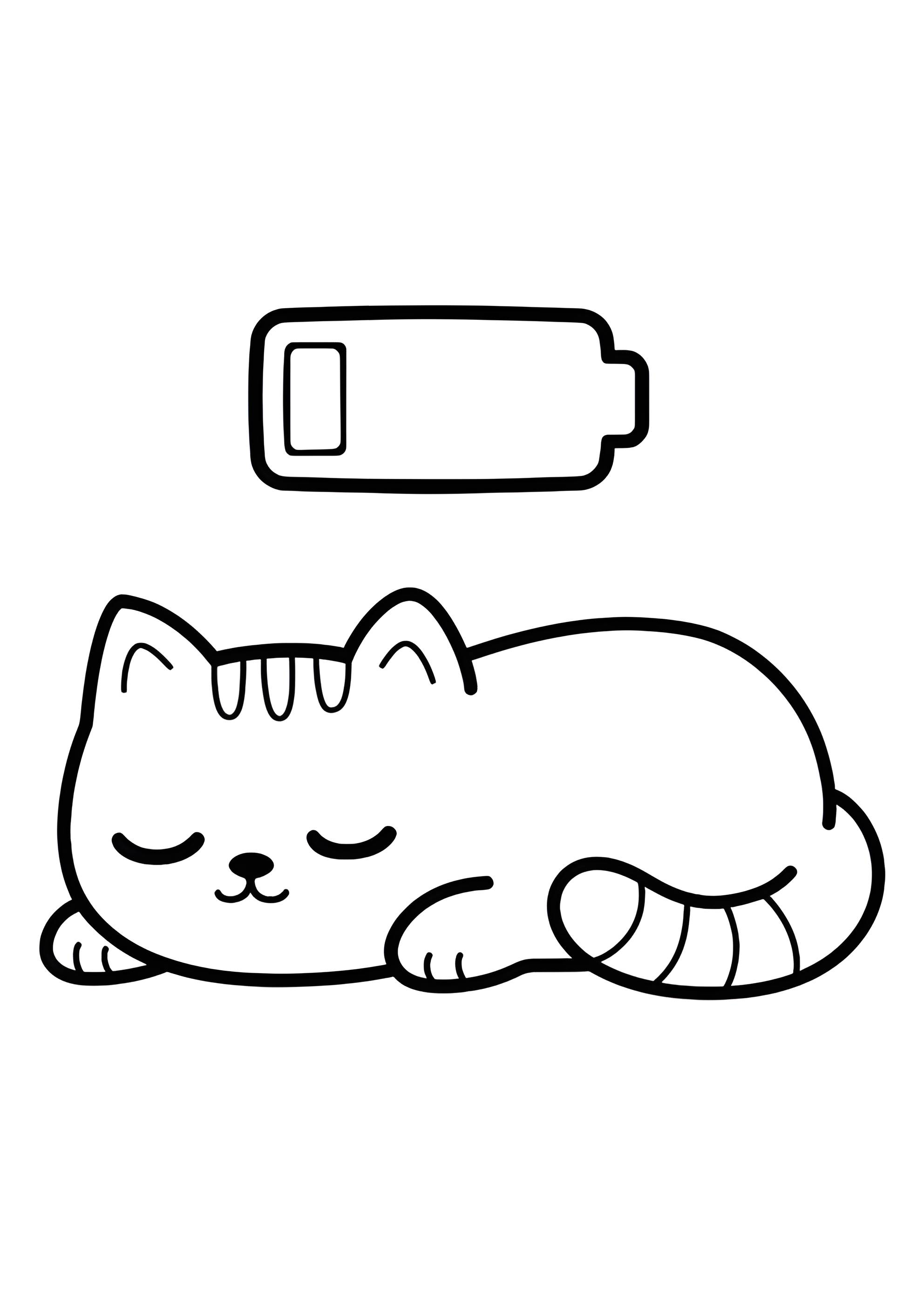 Раскраска Котёнок восстанавливает заряд