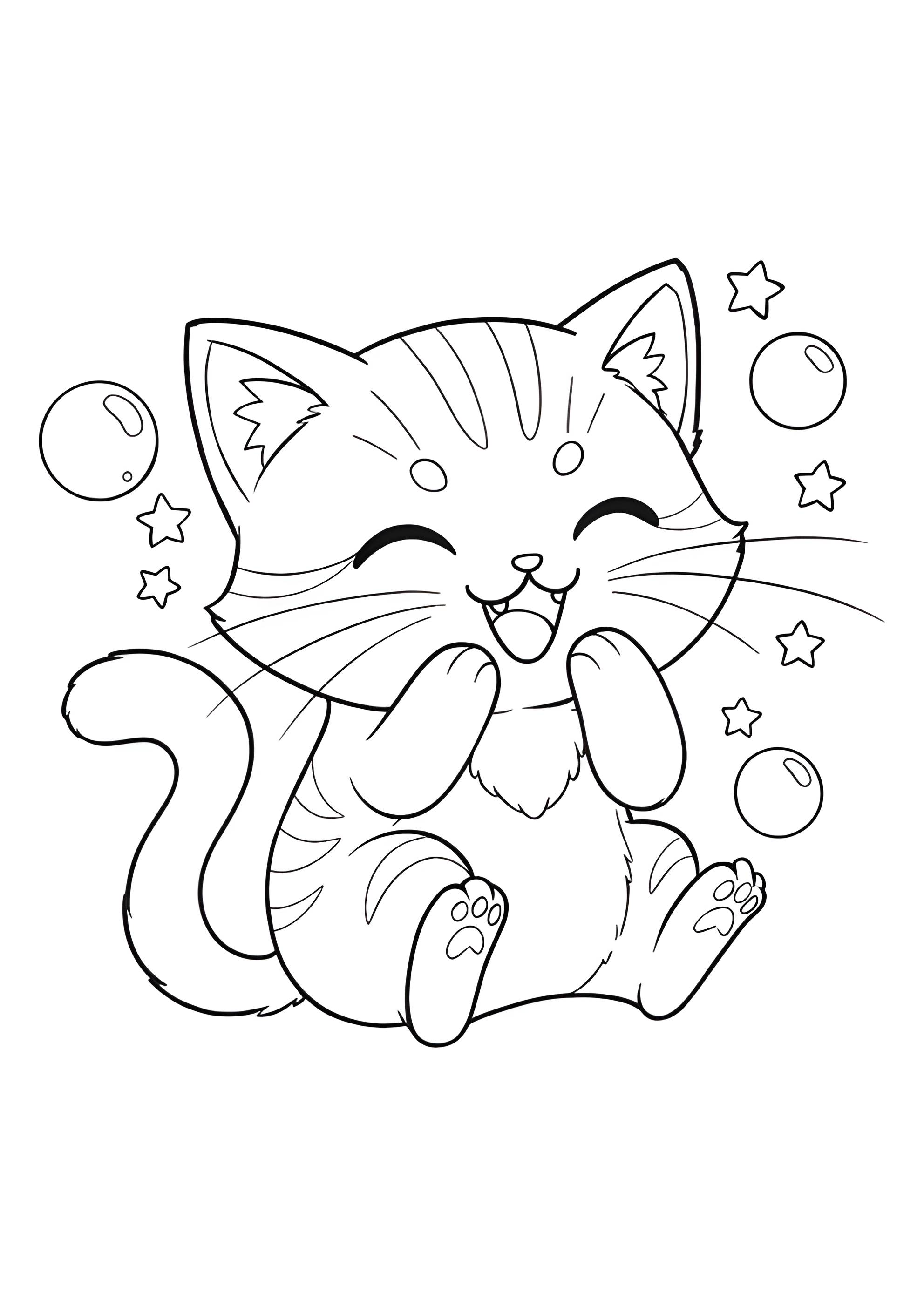 Раскраска Котёнок заходится от смеха