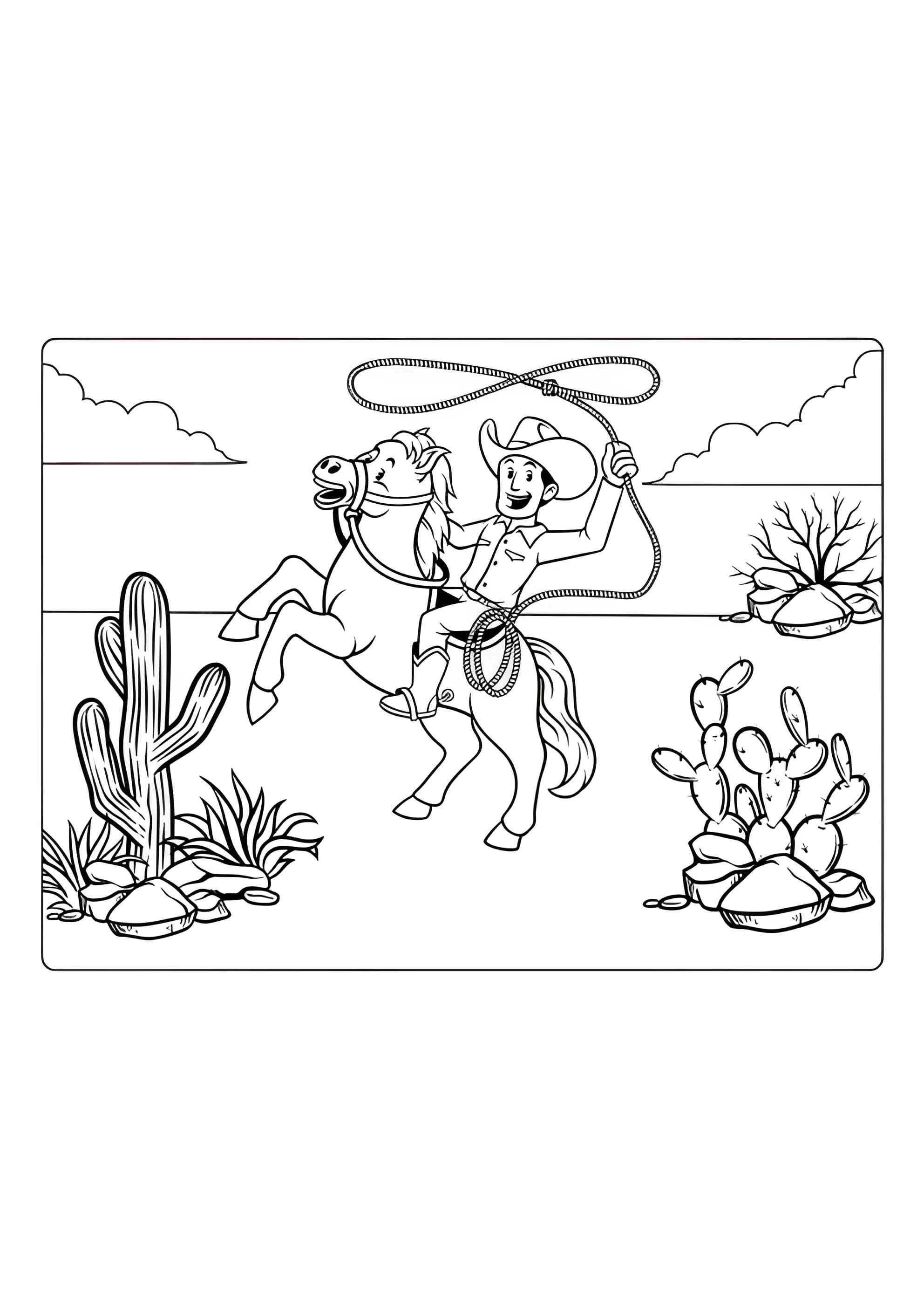 Раскраска Ковбой на лошади