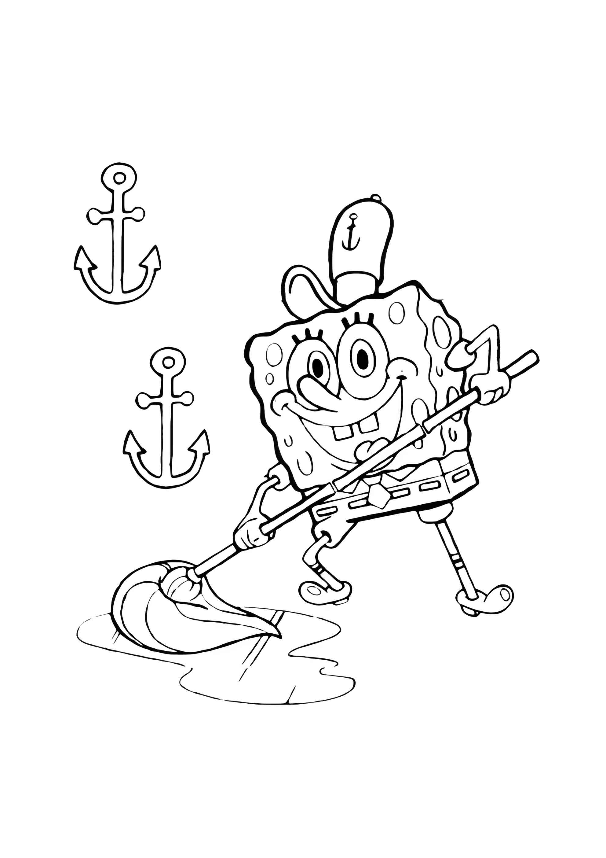 Раскраска Крабс доволен Губкой Бобом