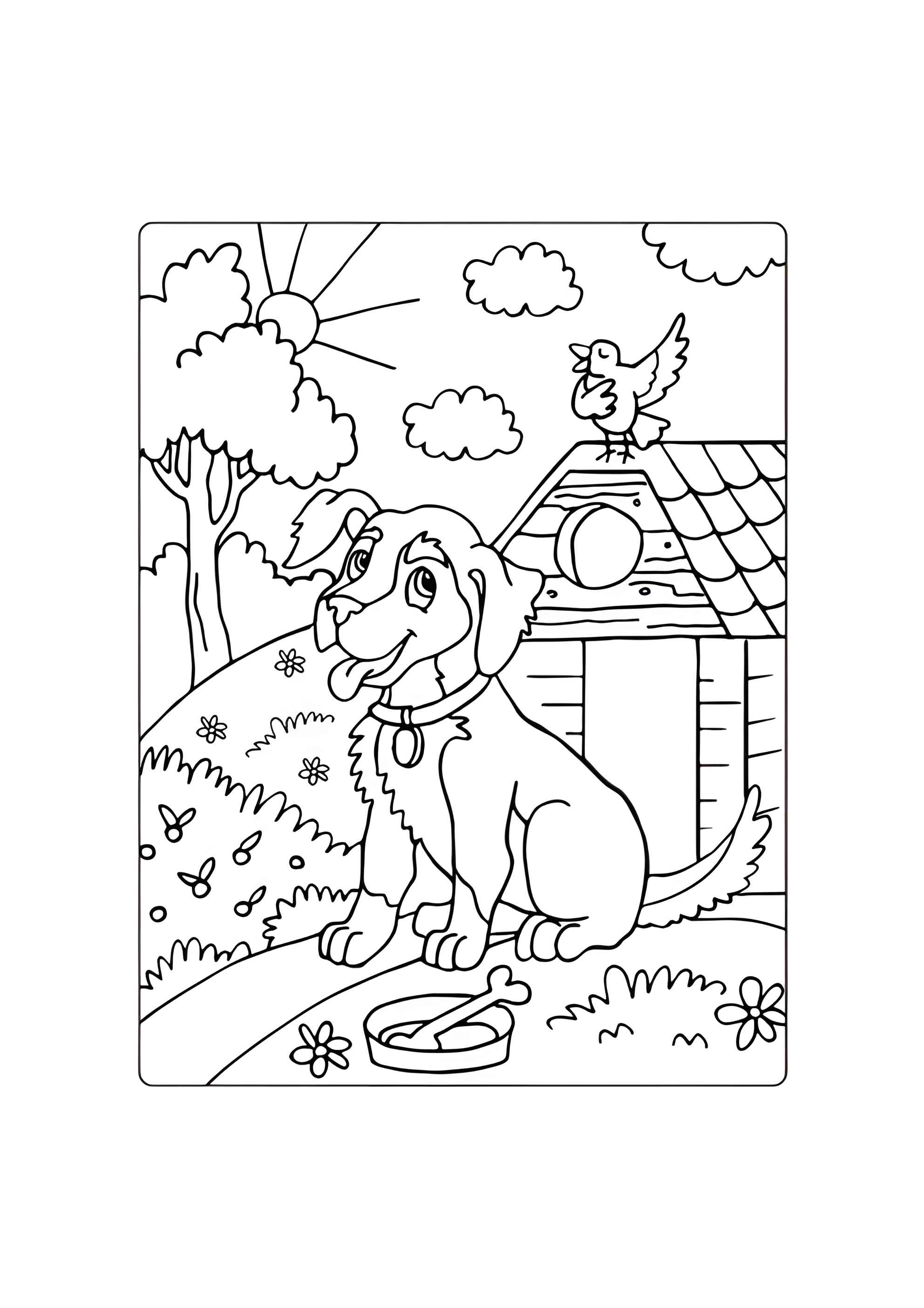 Раскраска Красивая деревенская собака