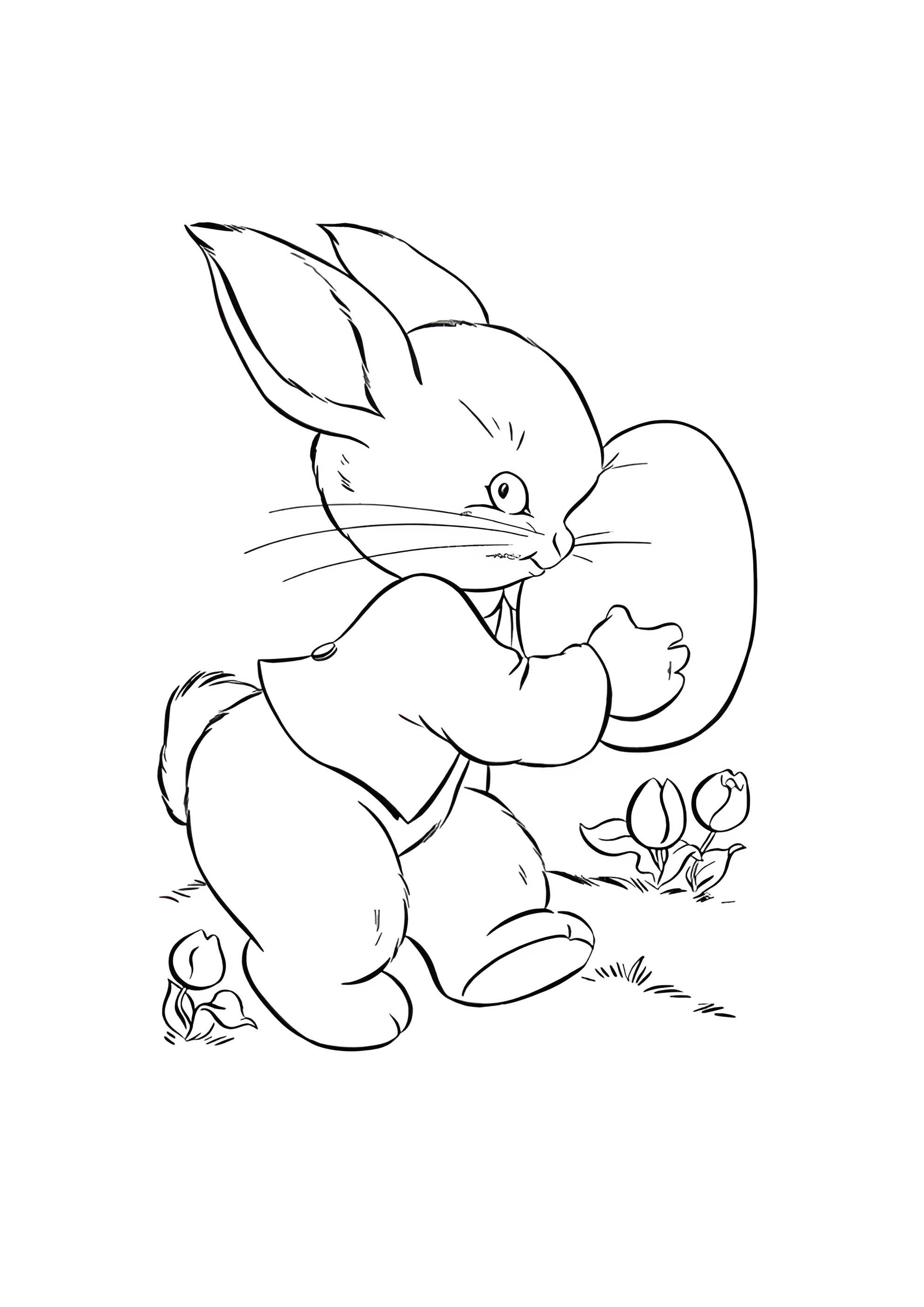 Раскраска Кролик нашёл пасхальное яйцо