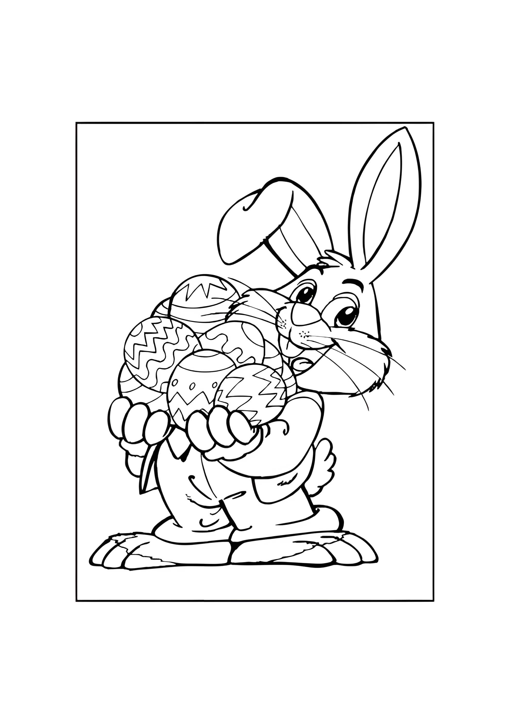 Раскраска Кролик с яцами на пасху
