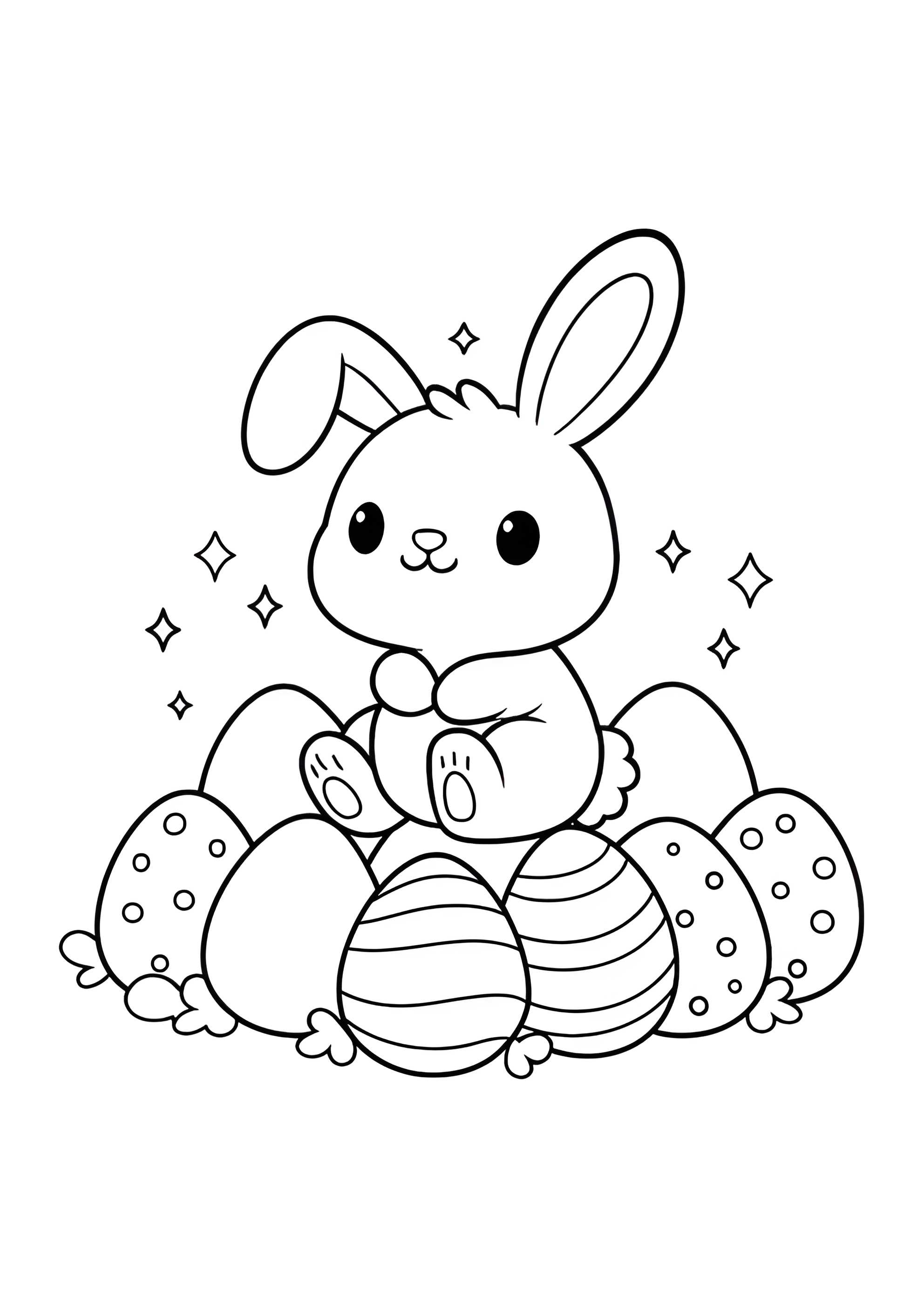 Раскраска Кролик сидит на яйцах