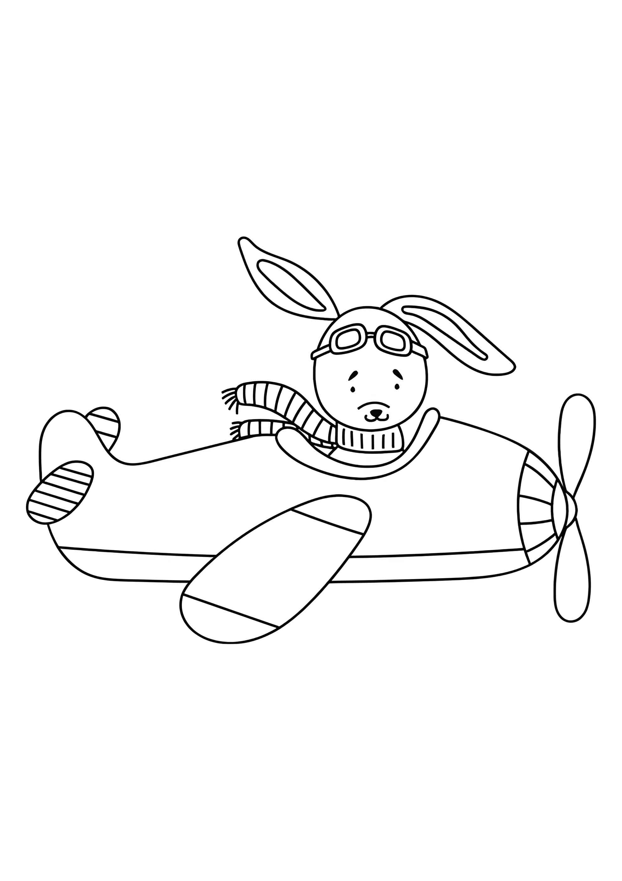 Раскраска Кролик за штурвалом самолёта