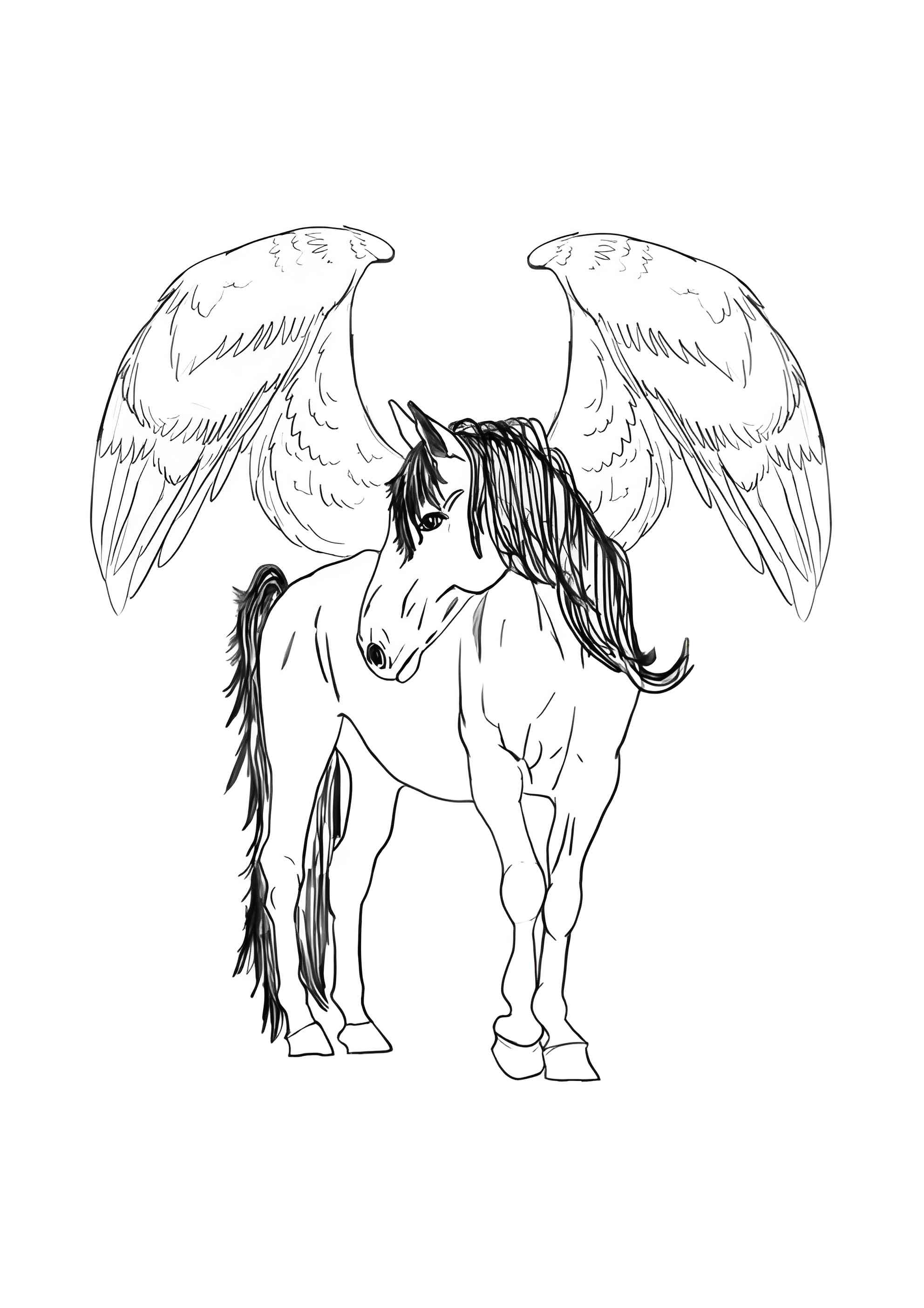 Раскраска Крылатый Пегас