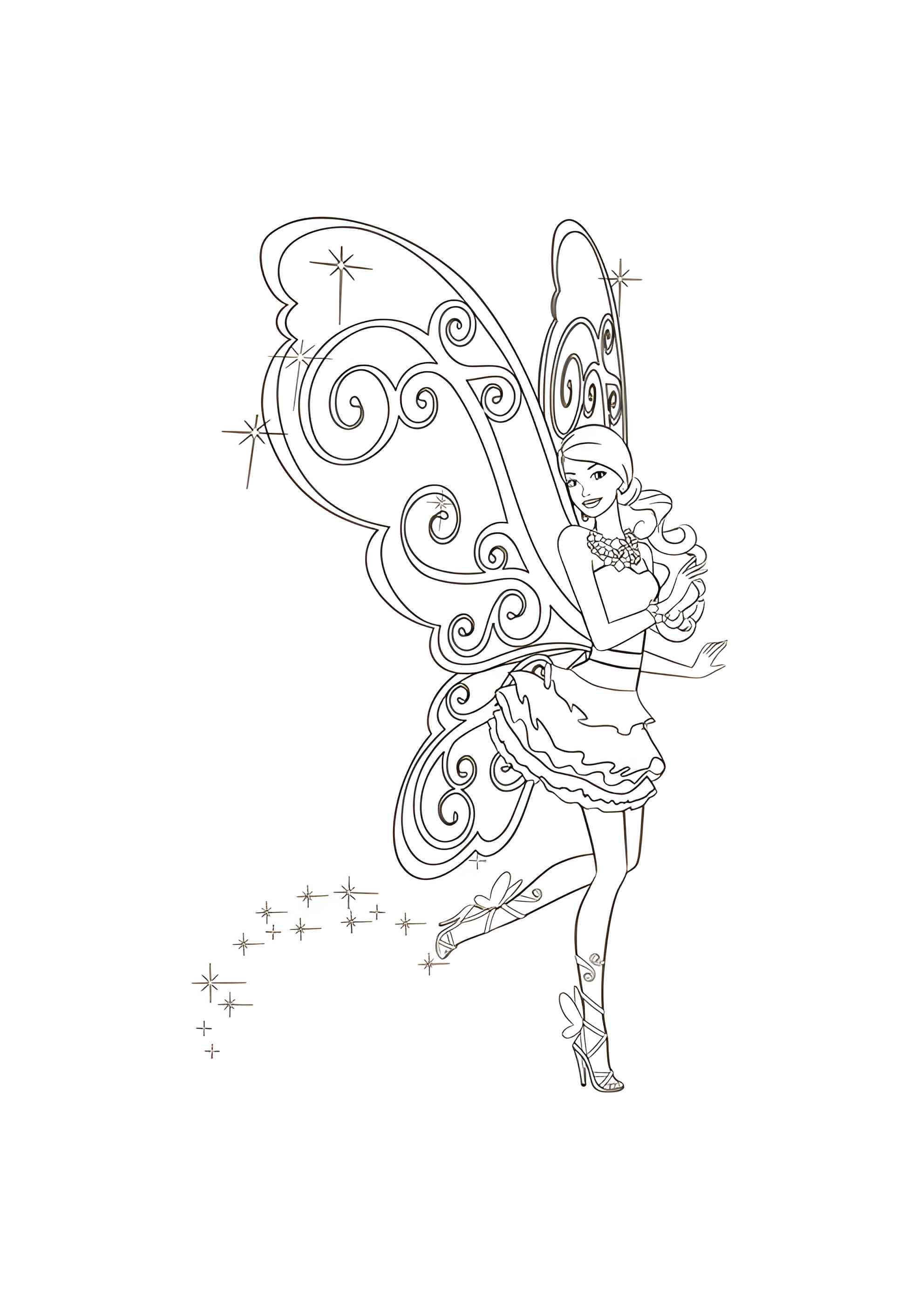 Раскраска Крылья Барби